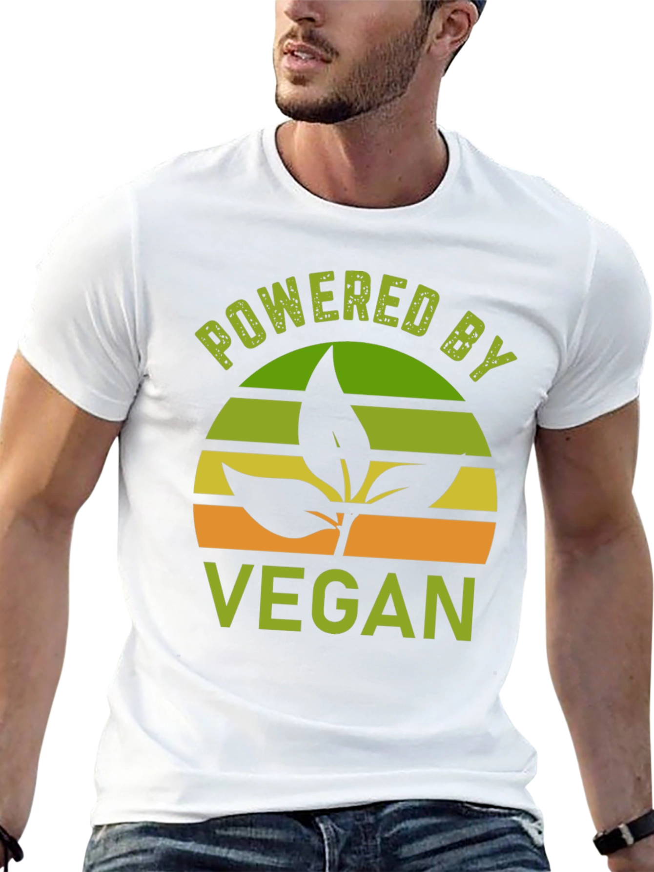 Black Powered By Vegan T-Shirt - Plant Based Lifestyle Tee view 13
