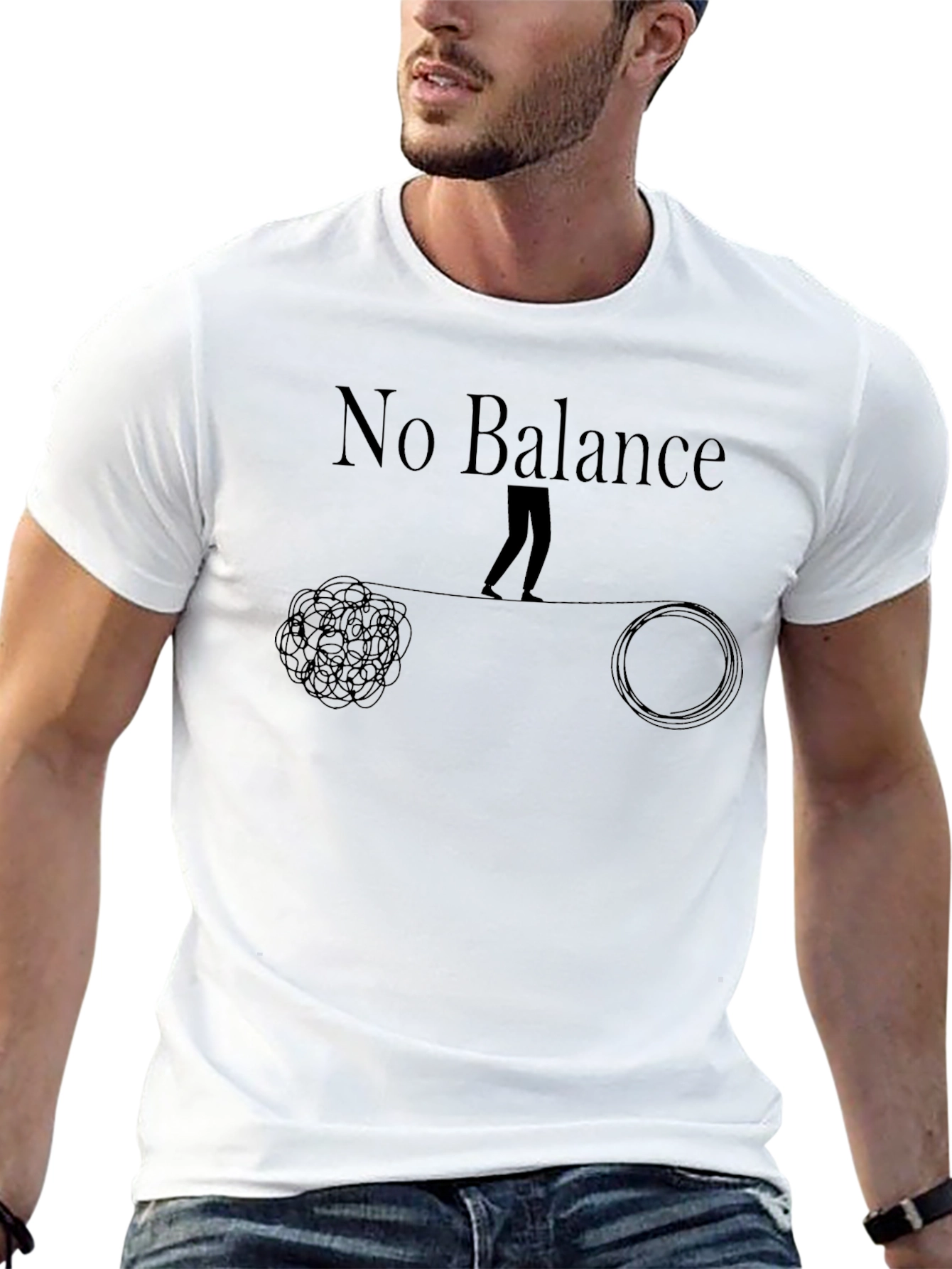 Black No Balance T-Shirt - Chaotic vs. Organized Mindset view 13