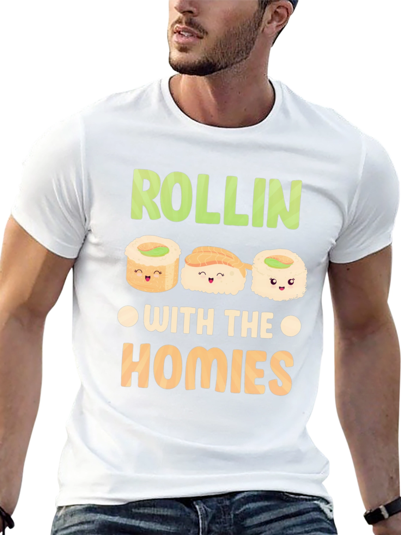 Black Sushi Rollin' with the Homies Graphic Tee view 13