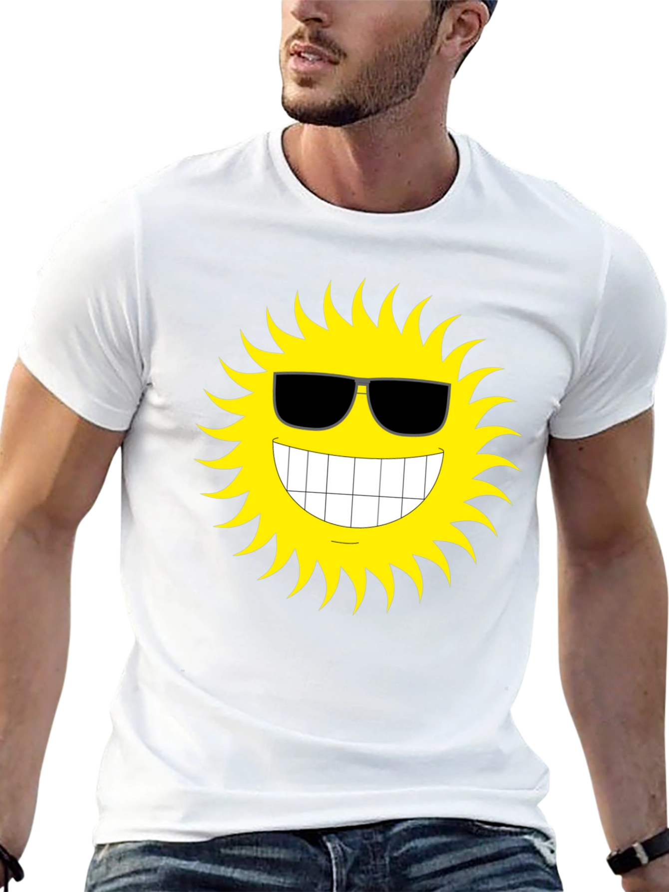 Black Cool Sun Graphic T-Shirt - Black Cotton Tee view 13