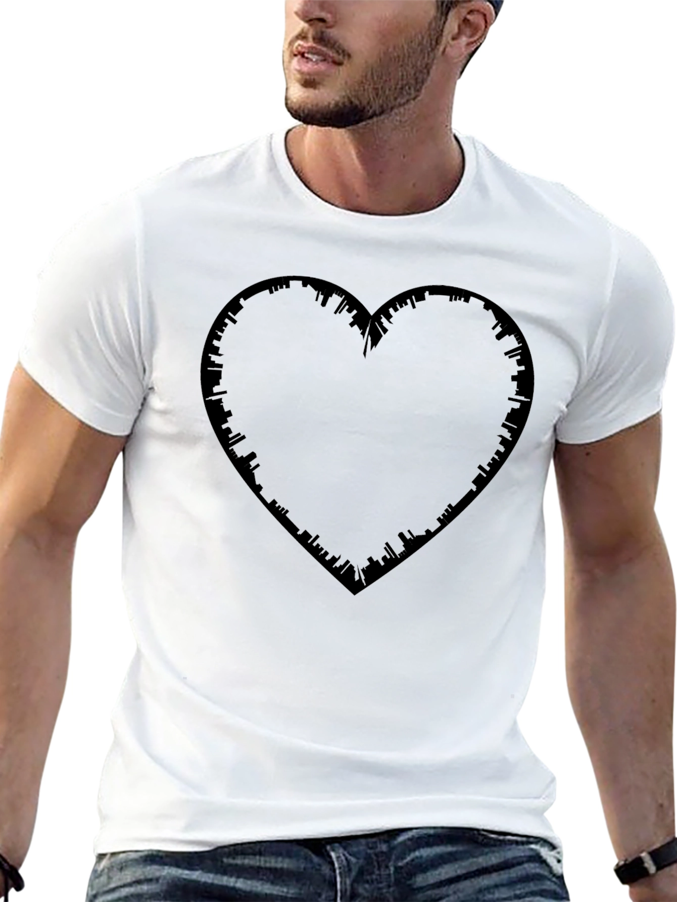 Black Black Heart Skyline Men's T-Shirt view 13