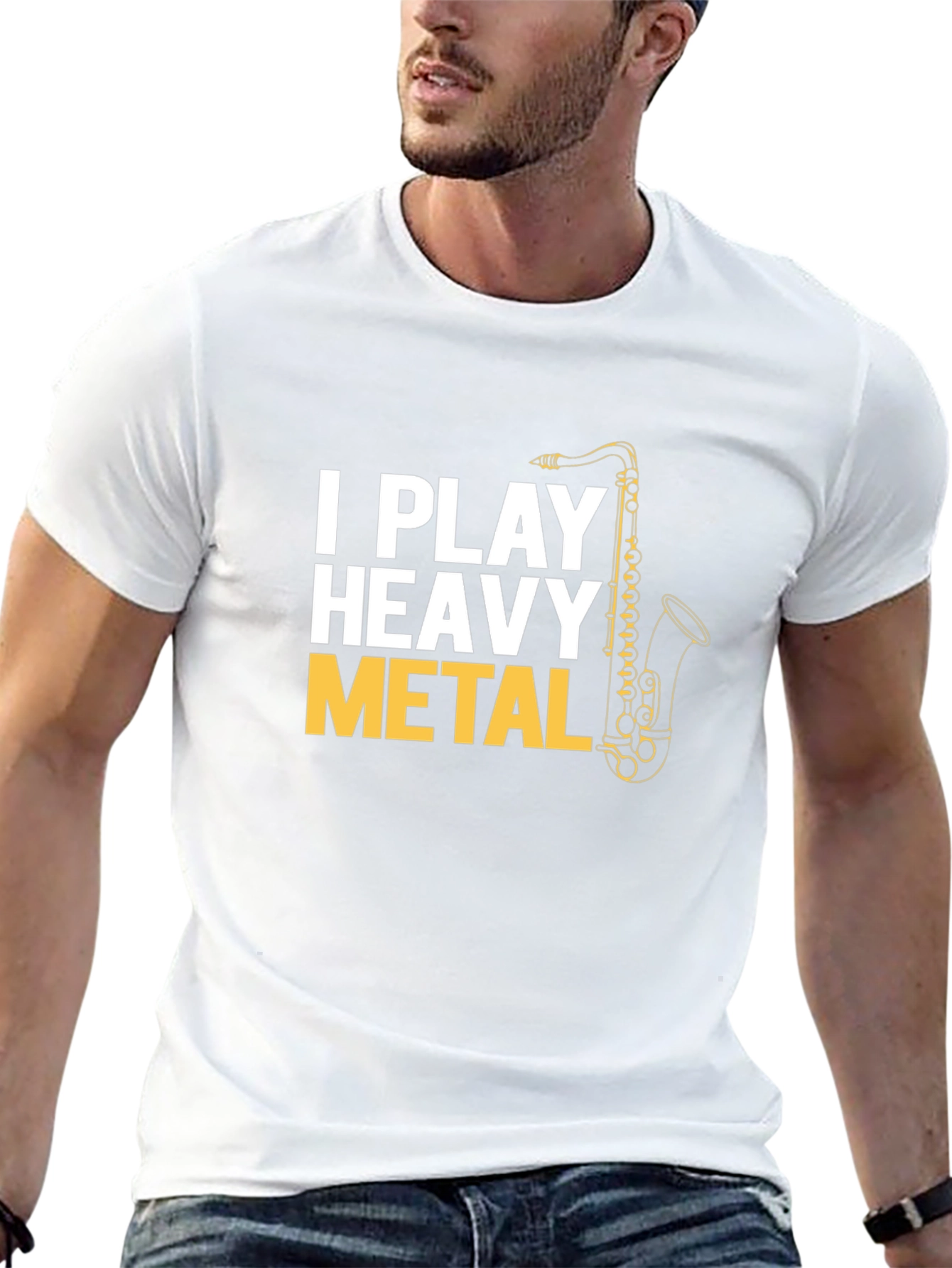 Black I Play Heavy Metal Saxophone T-Shirt view 13