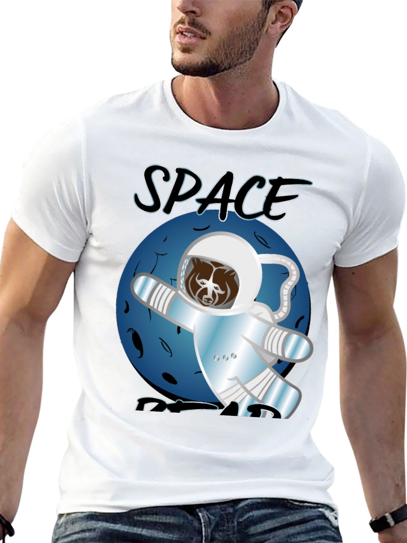 Black Space Bear T-Shirt - Astronaut Adventure view 13
