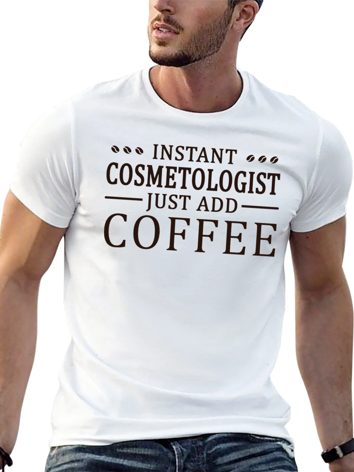 Black Instant Cosmetologist, Just Add Coffee T-Shirt - Unisex Black Tee view 13