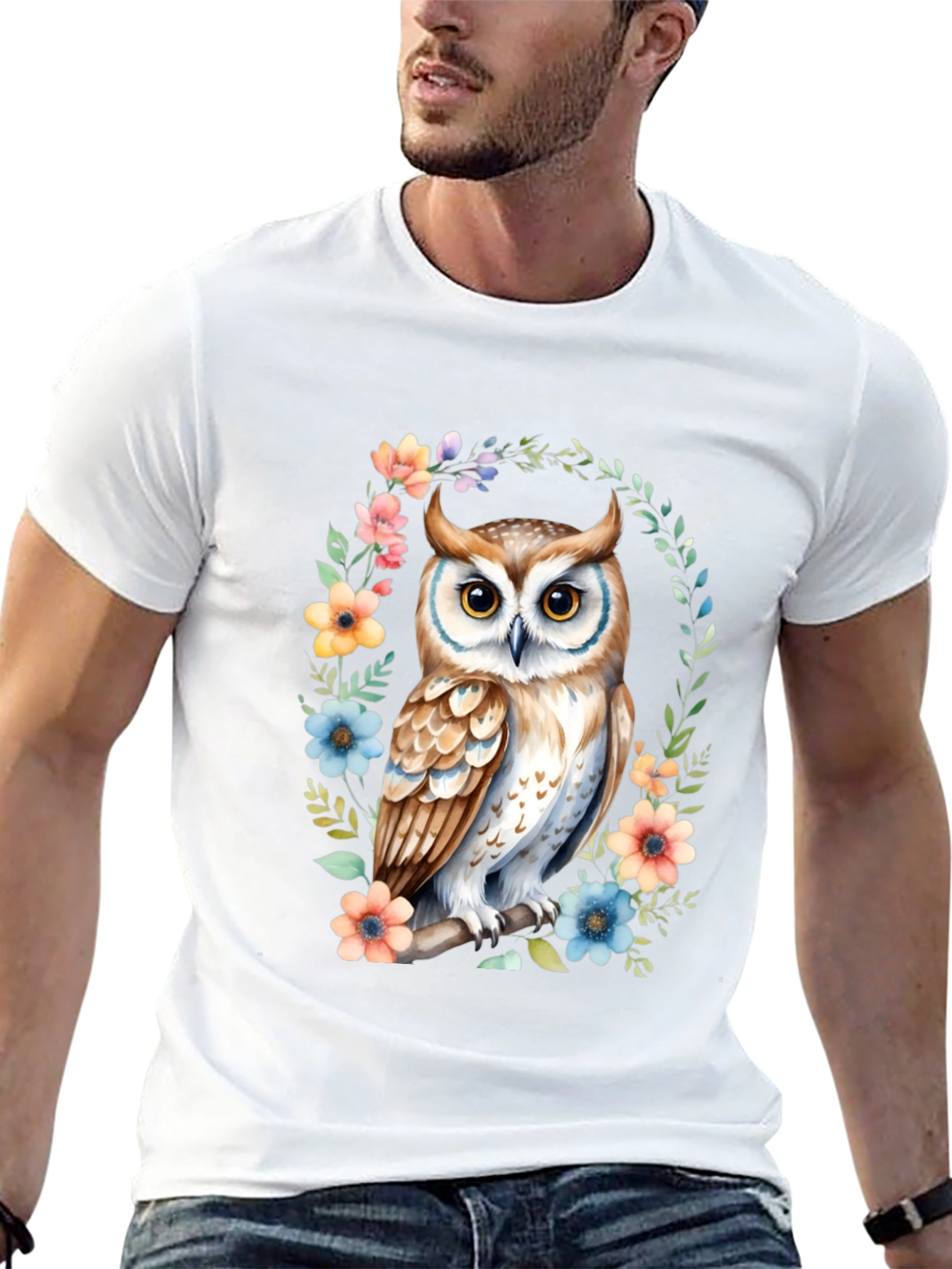 Black Owl Floral Graphic Tee view 13