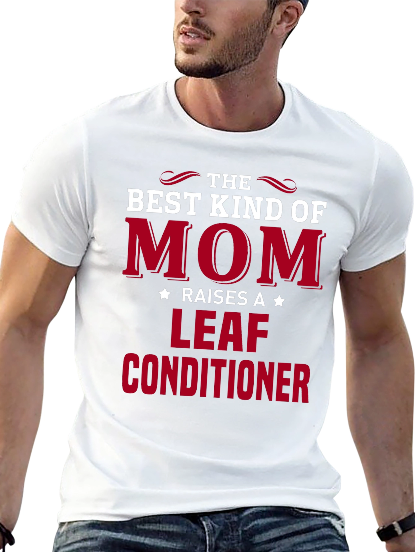Black Funny Leaf Conditioner Mom T-Shirt view 13