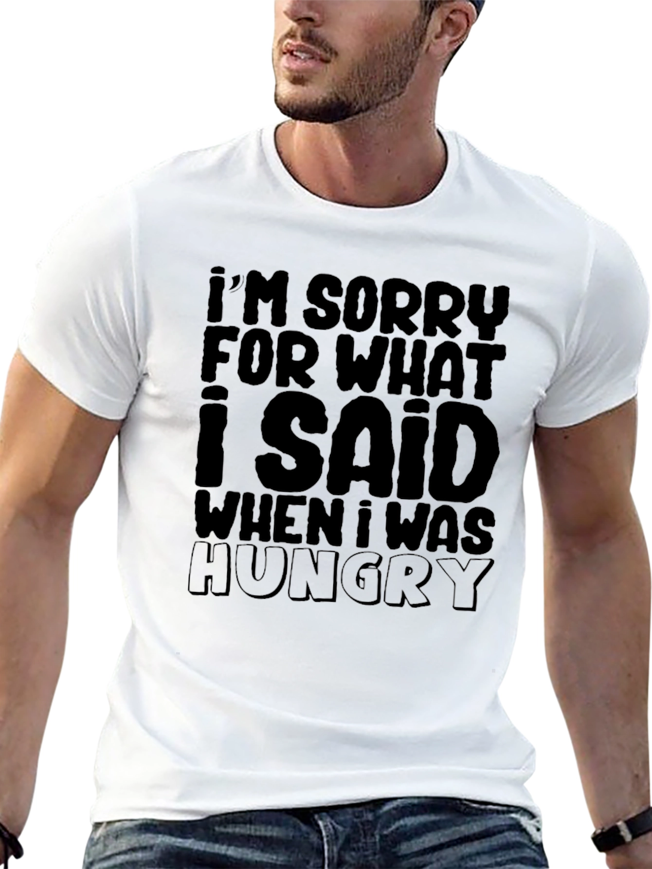 Black Funny "I'm Sorry... Hungry" Graphic T-Shirt view 13
