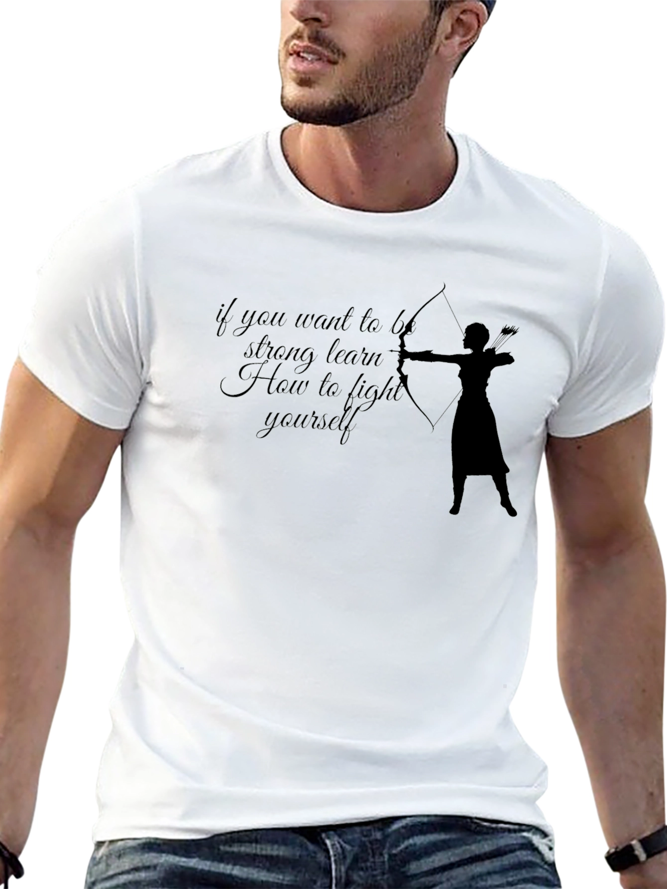 Black Archer Motivational T-Shirt - Learn to Fight Yourself view 13