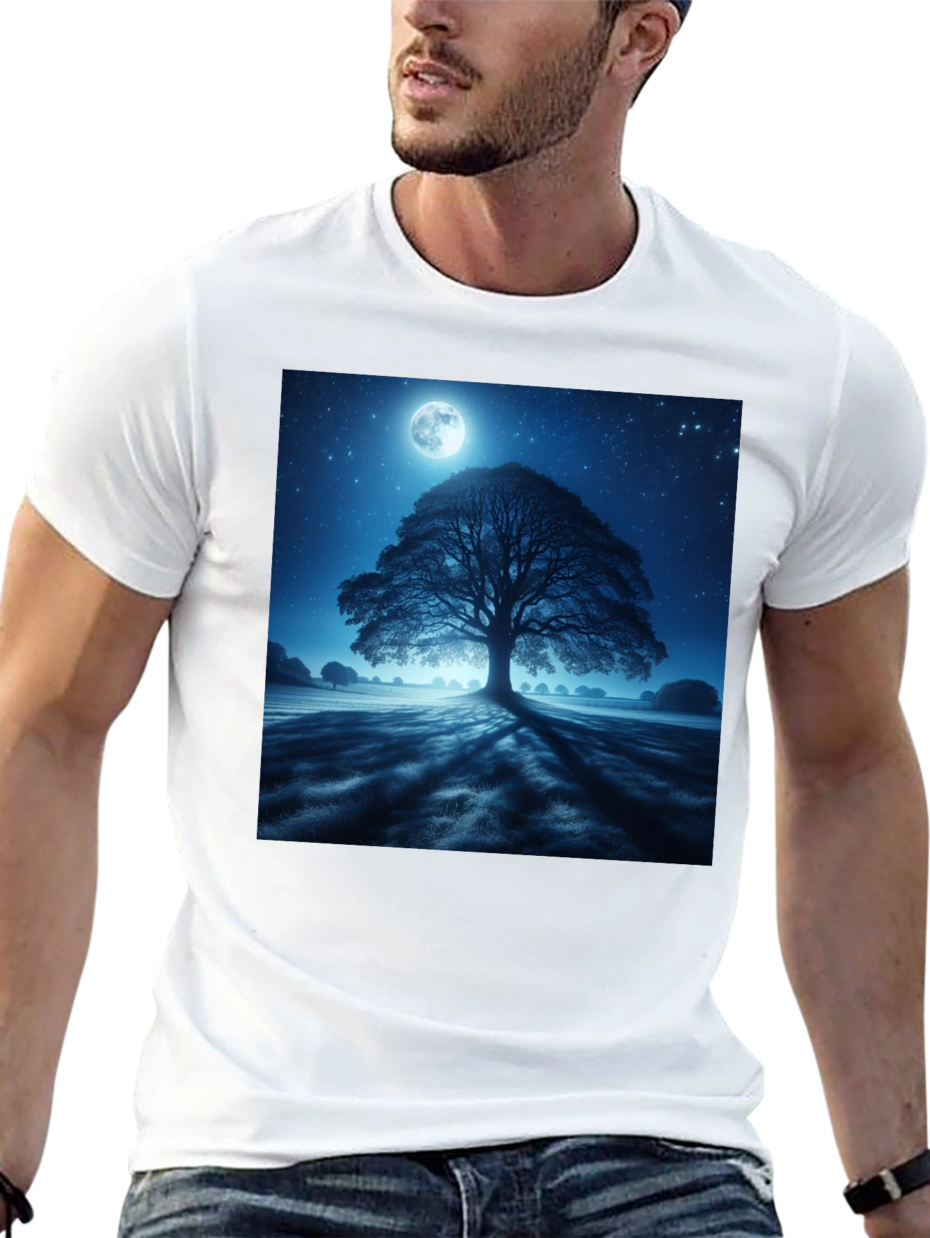 Black Moonlit Tree Graphic Tee view 13
