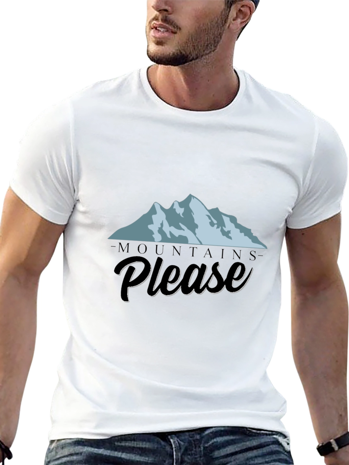 Black Mountains Please Graphic Tee - Black Cotton T-Shirt view 13
