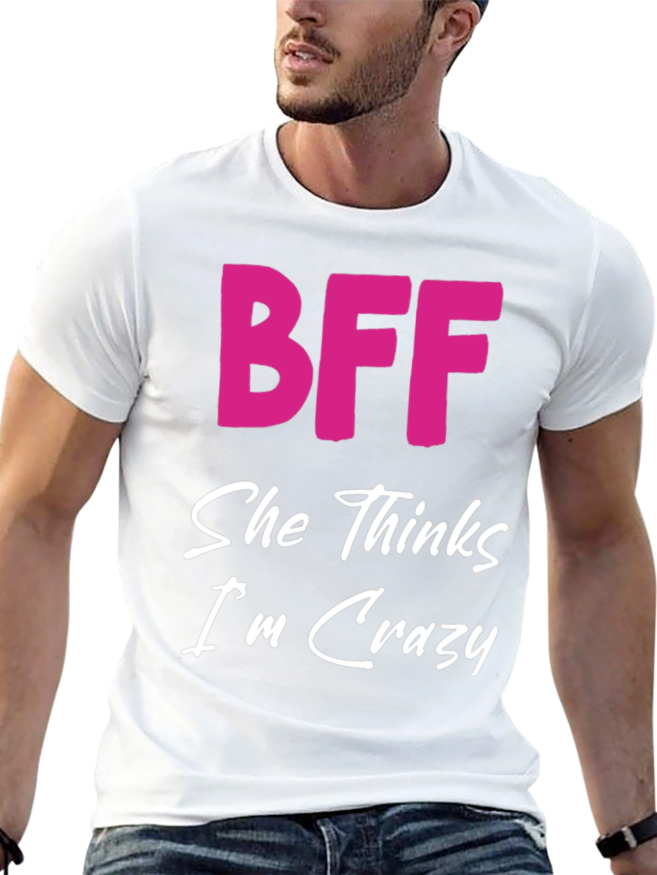 Black BFF She Thinks I'm Crazy Black T-Shirt view 13