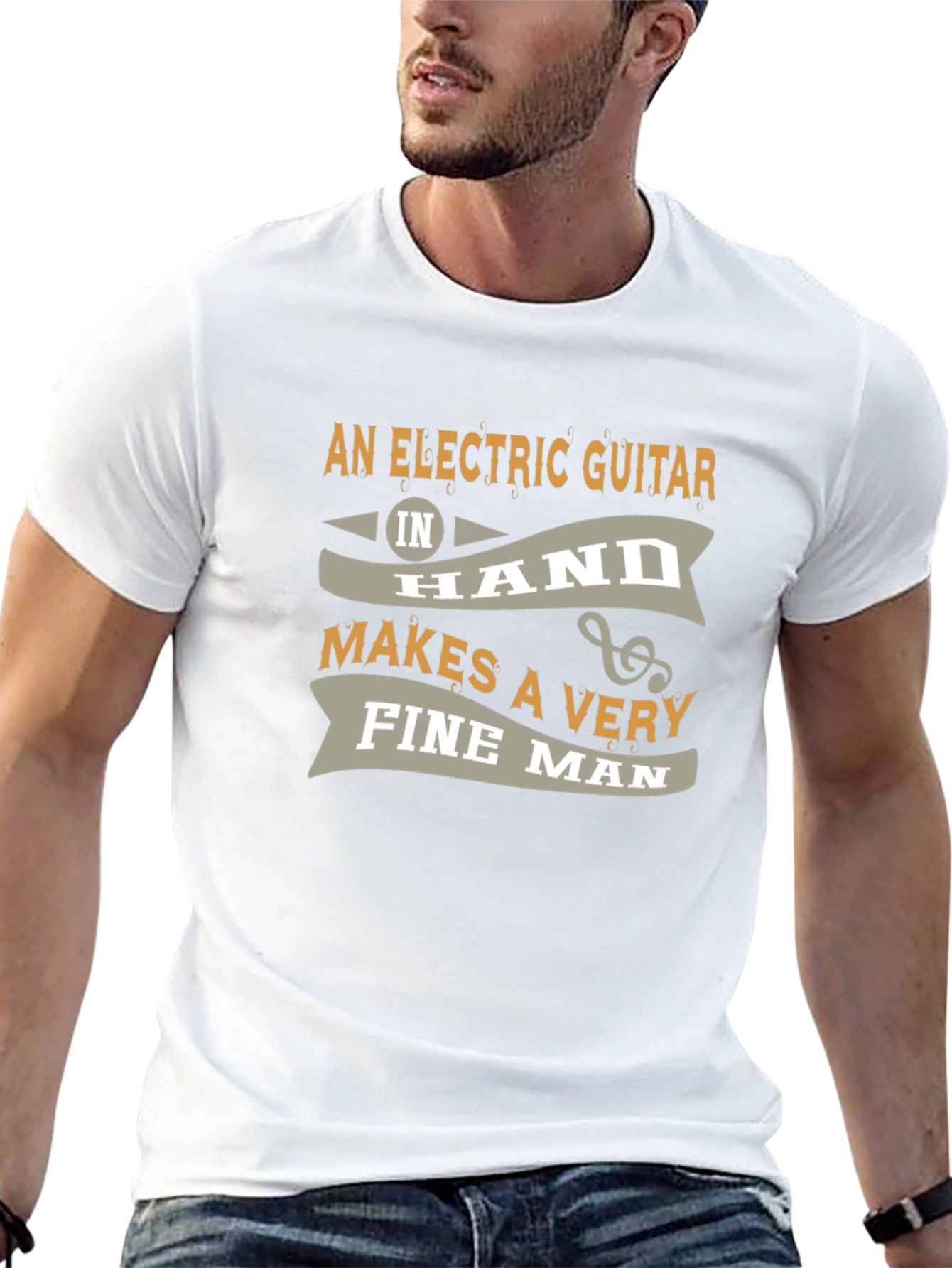 Black Electric Guitar Fine Man T-Shirt view 13