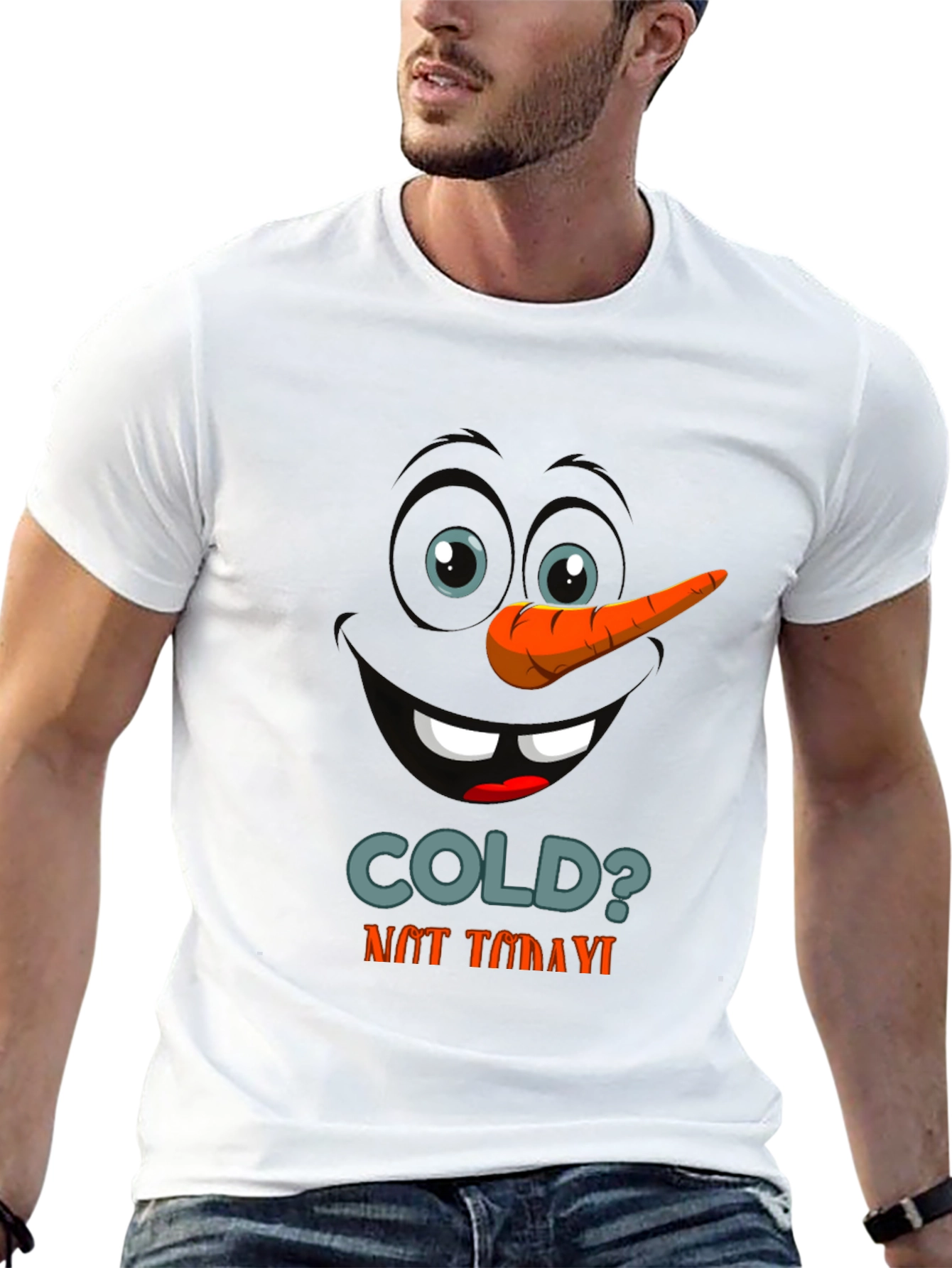 Black Funny Snowman Face Graphic T-Shirt view 13