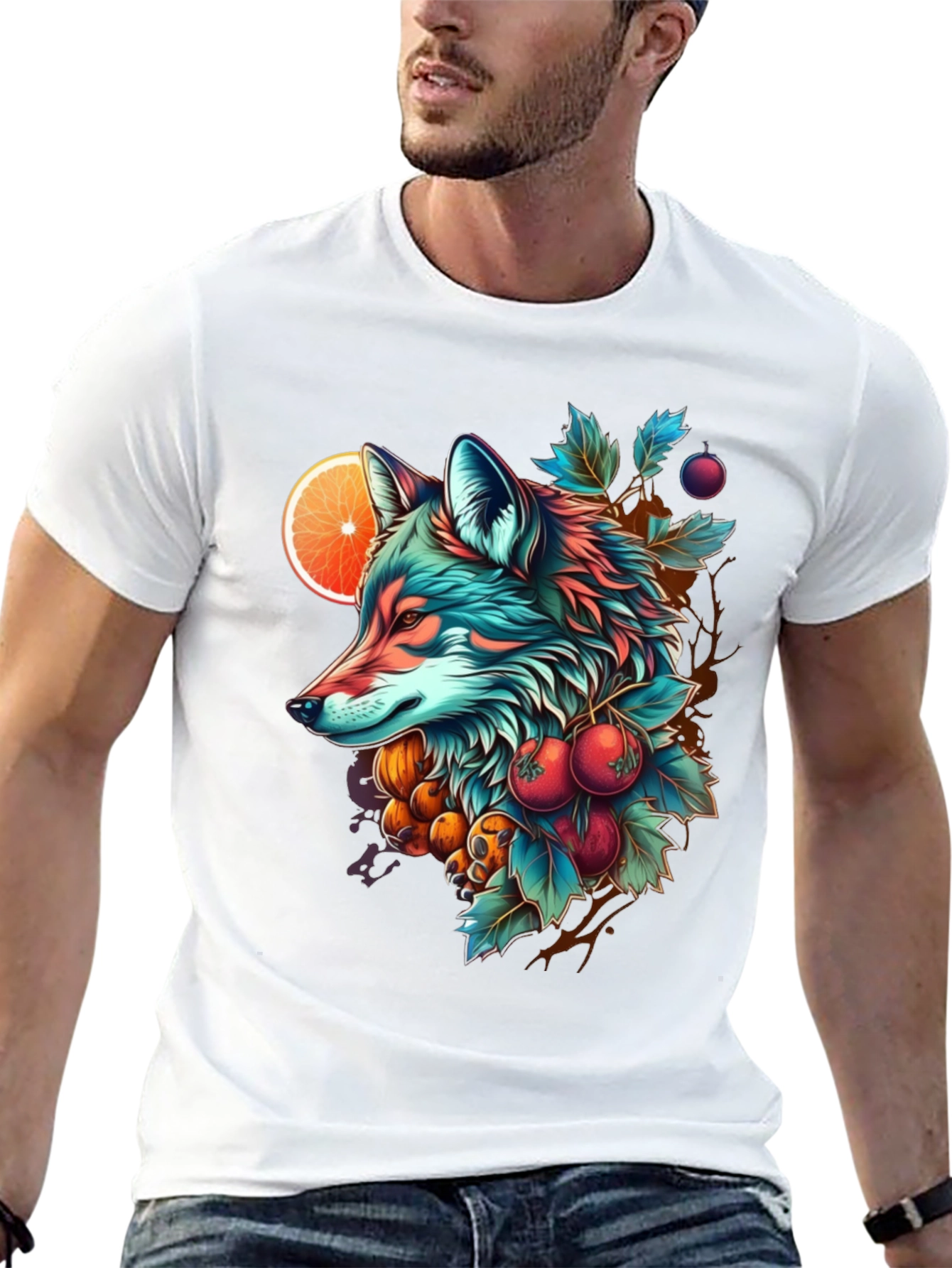 Black Vibrant Fox Graphic Tee - Unique Art Design view 13