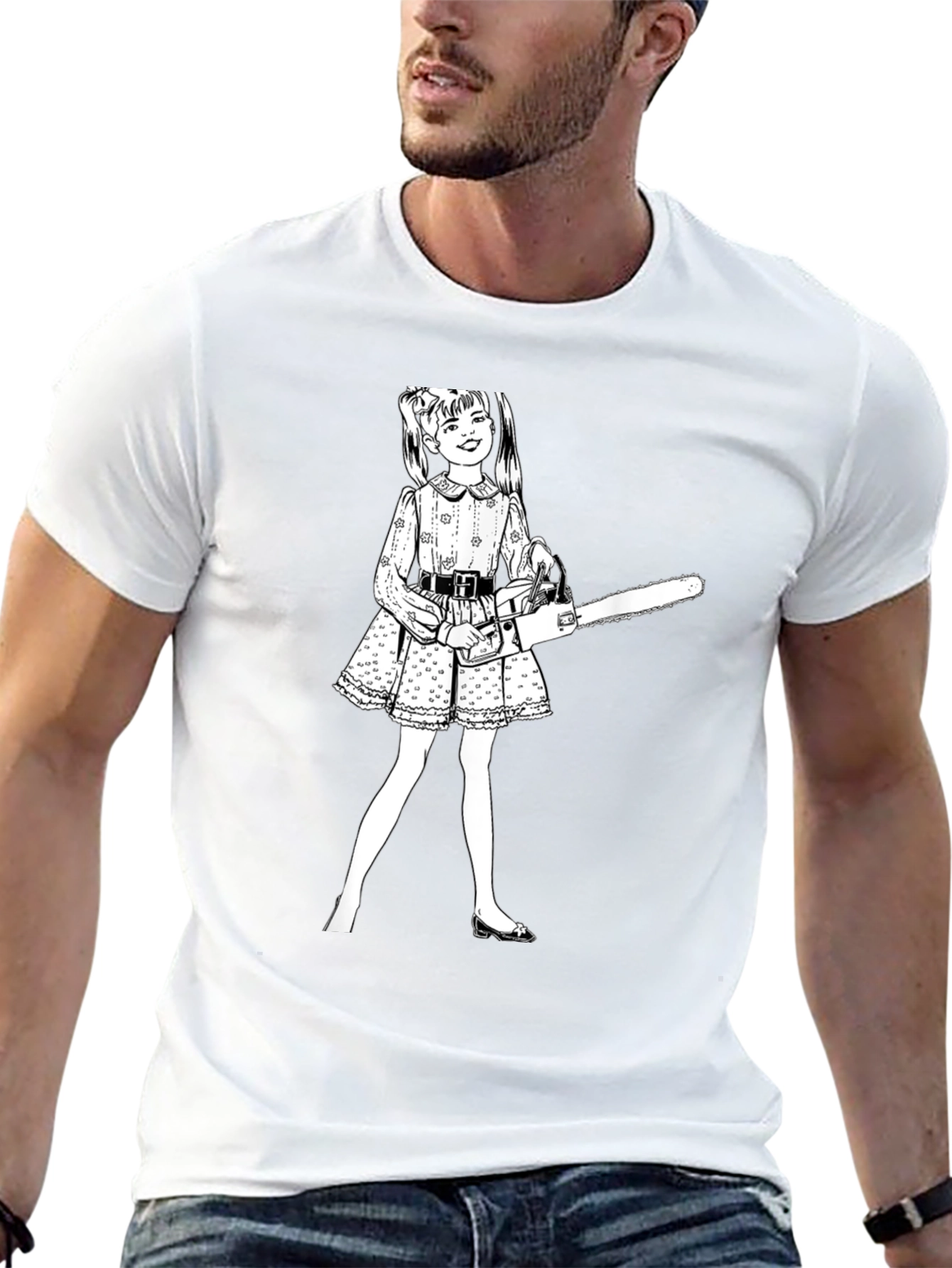Black Chainsaw Girl Graphic Tee - Edgy Humor view 13
