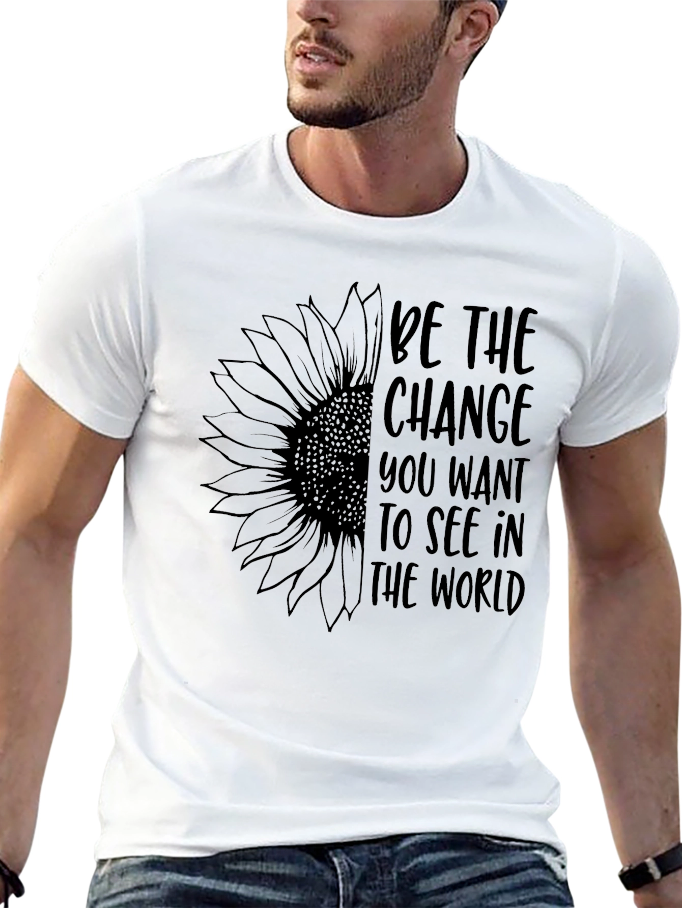 Black Be the Change Sunflower Graphic Tee view 13