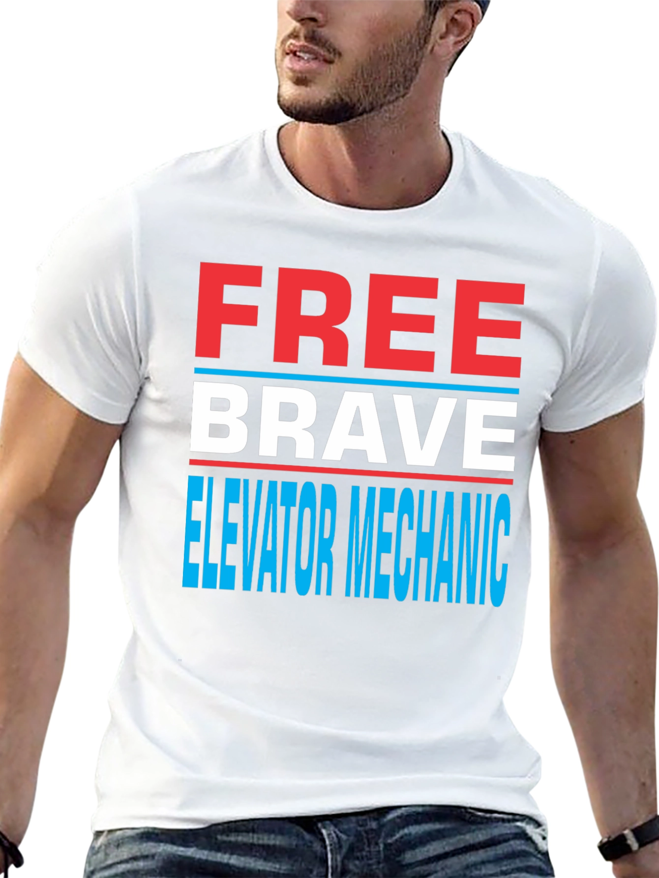 Black Funny Elevator Mechanic T-Shirt - Free Brave Elevator Mechanic view 13