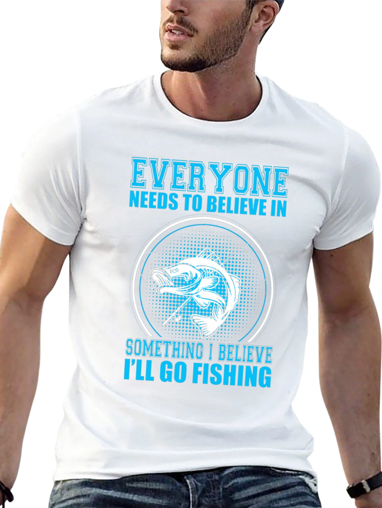 Black Fishing Belief T-Shirt - Everyone Needs To Believe! view 13
