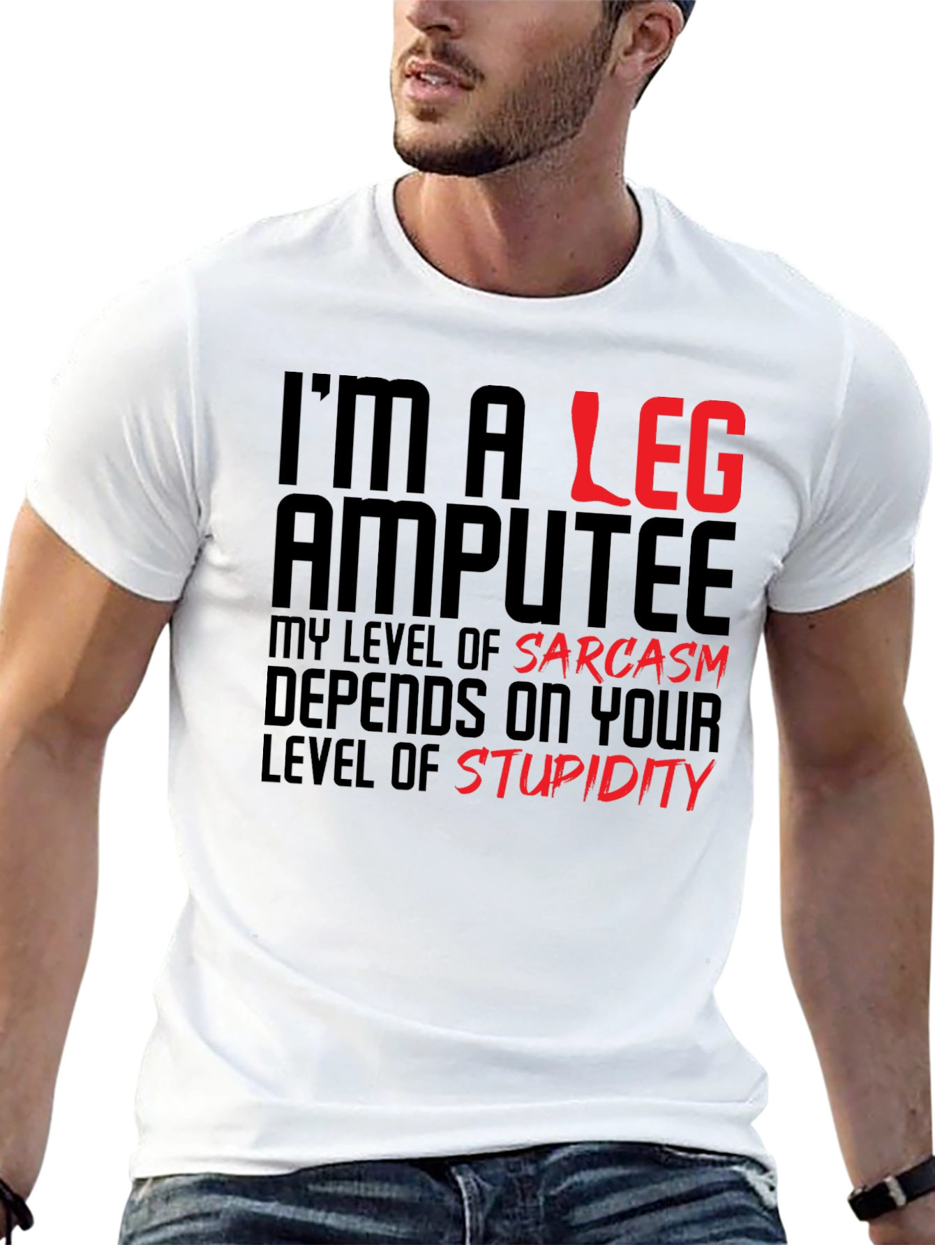 Black Sarcastic Leg Amputee Graphic Tee view 13