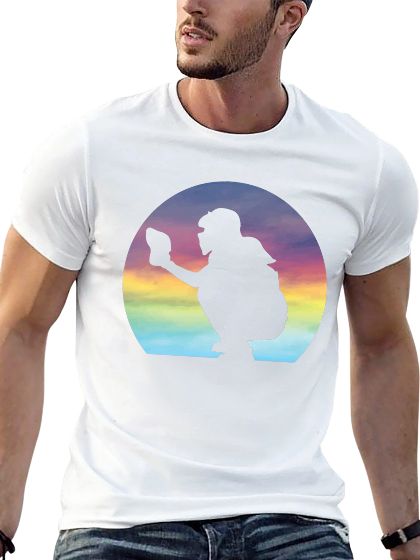 Black Baseball Catcher Silhouette Graphic Tee view 13