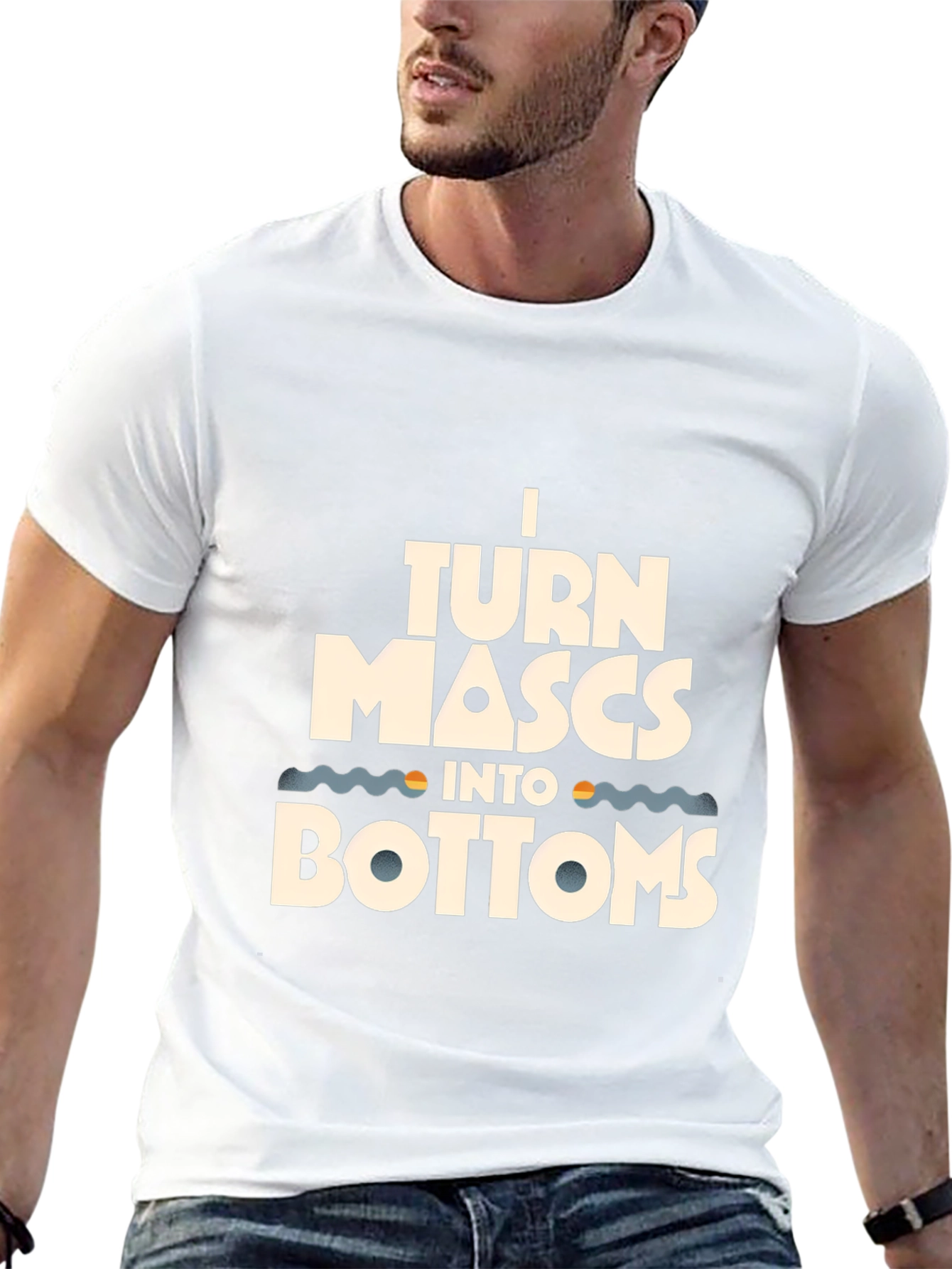 Black I Turn Mascs Into Bottoms Graphic Tee - Black Cotton T-Shirt view 13