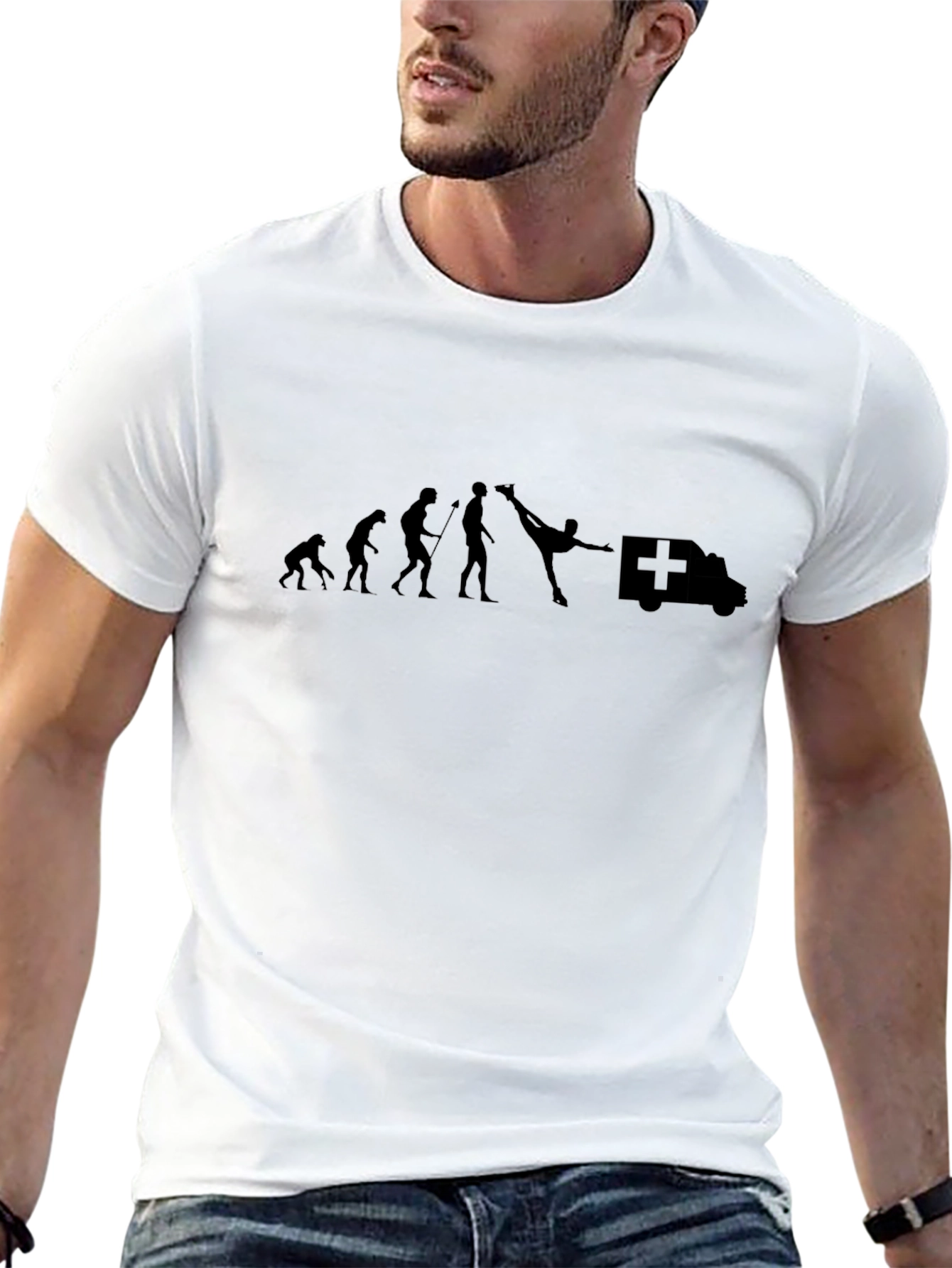 Black Evolution of Kicking Ambulance T-Shirt view 13