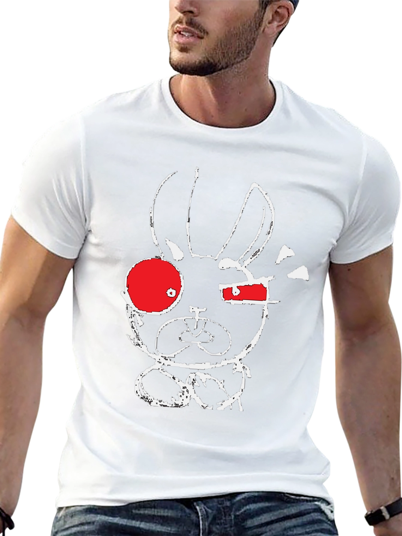 Black Abstract Bunny Graphic T-Shirt view 13