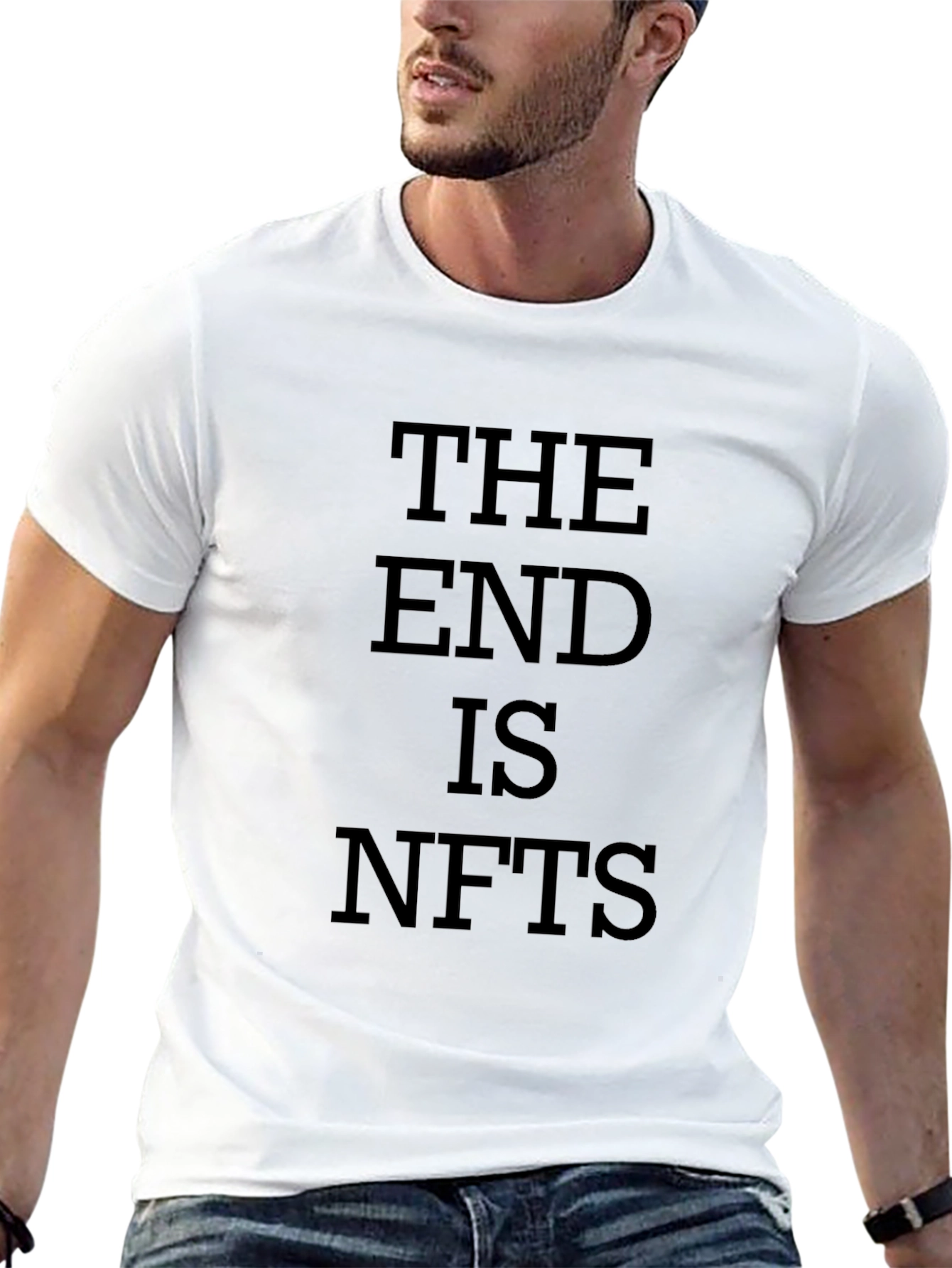 Black The End is NFTs Graphic Tee - Dark Humor T-Shirt view 13