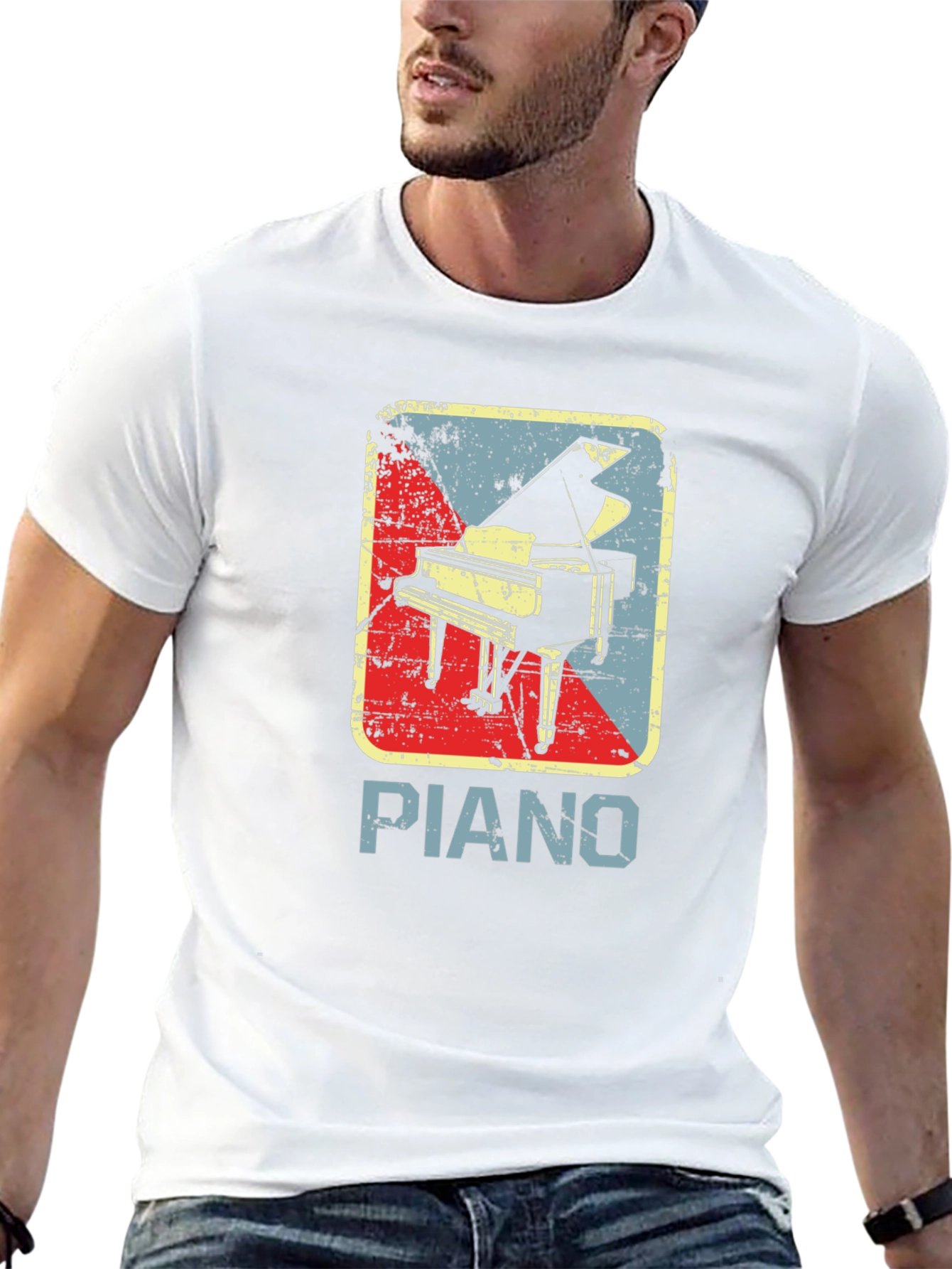 Black Vintage Piano Graphic T-Shirt - Retro Music Lover Tee view 13