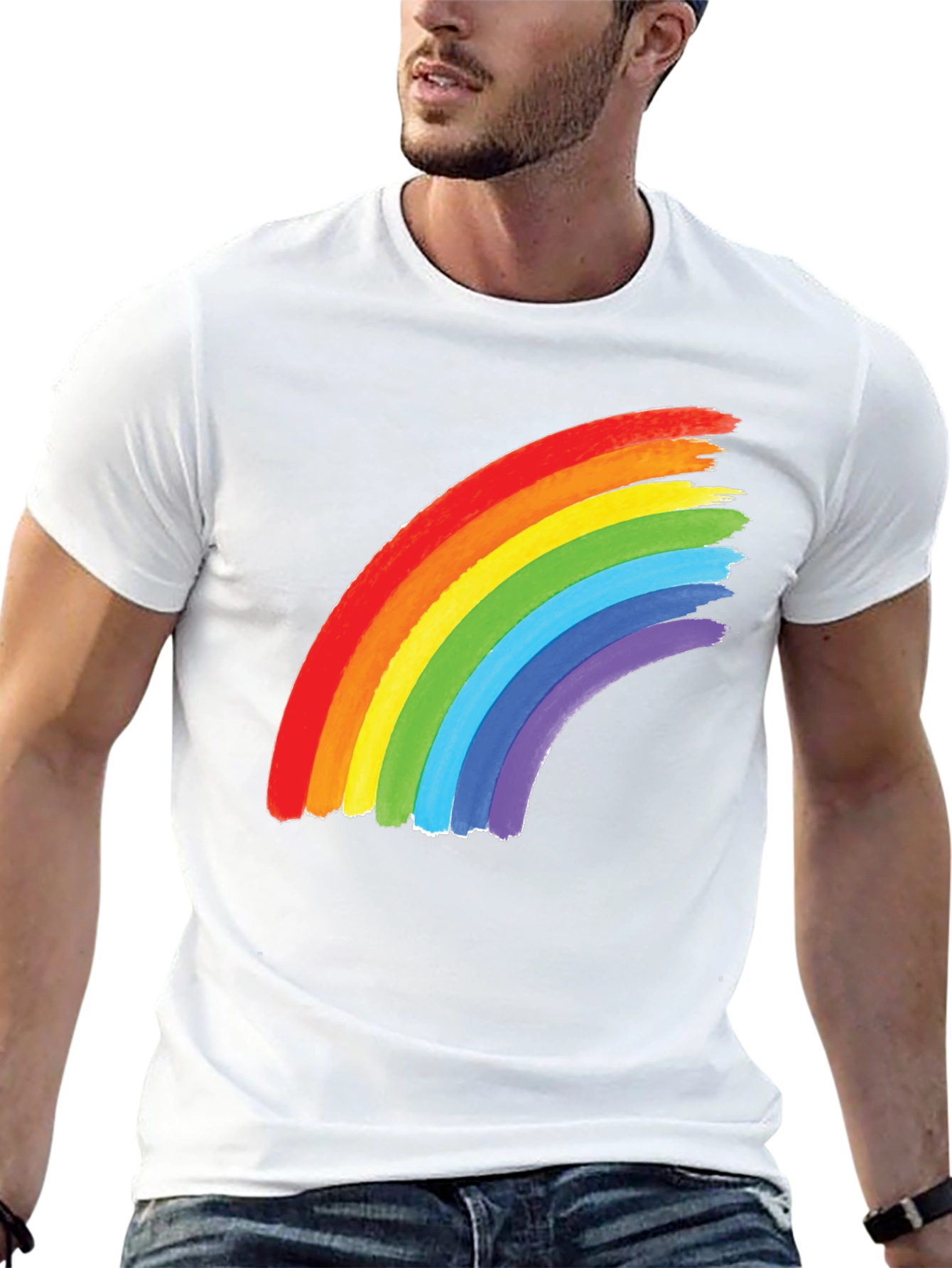 Black Rainbow Graphic Tee - Black Cotton Blend Shirt view 13