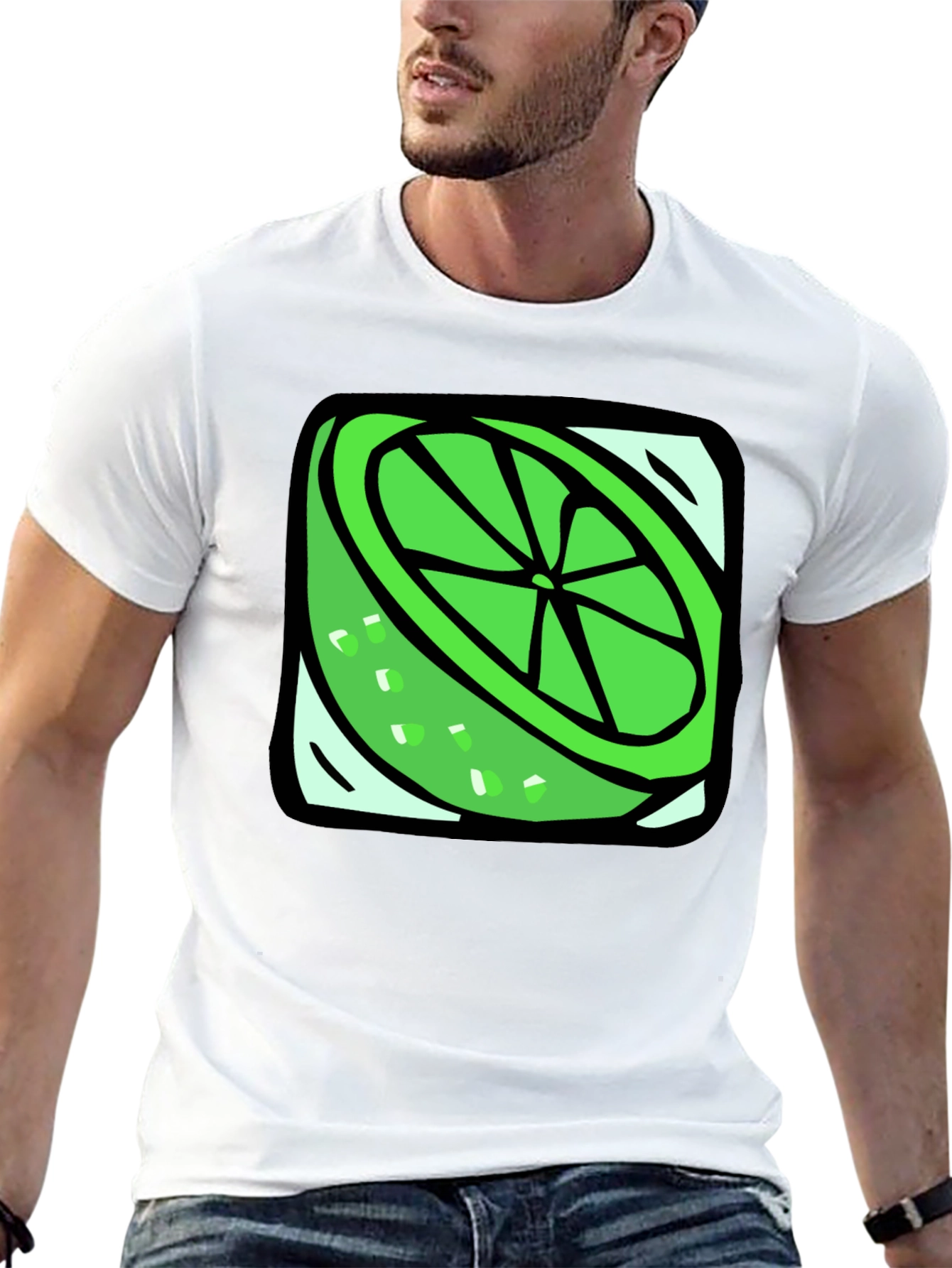 Black Lime Slice Graphic Tee - Fresh & Fun Design view 13