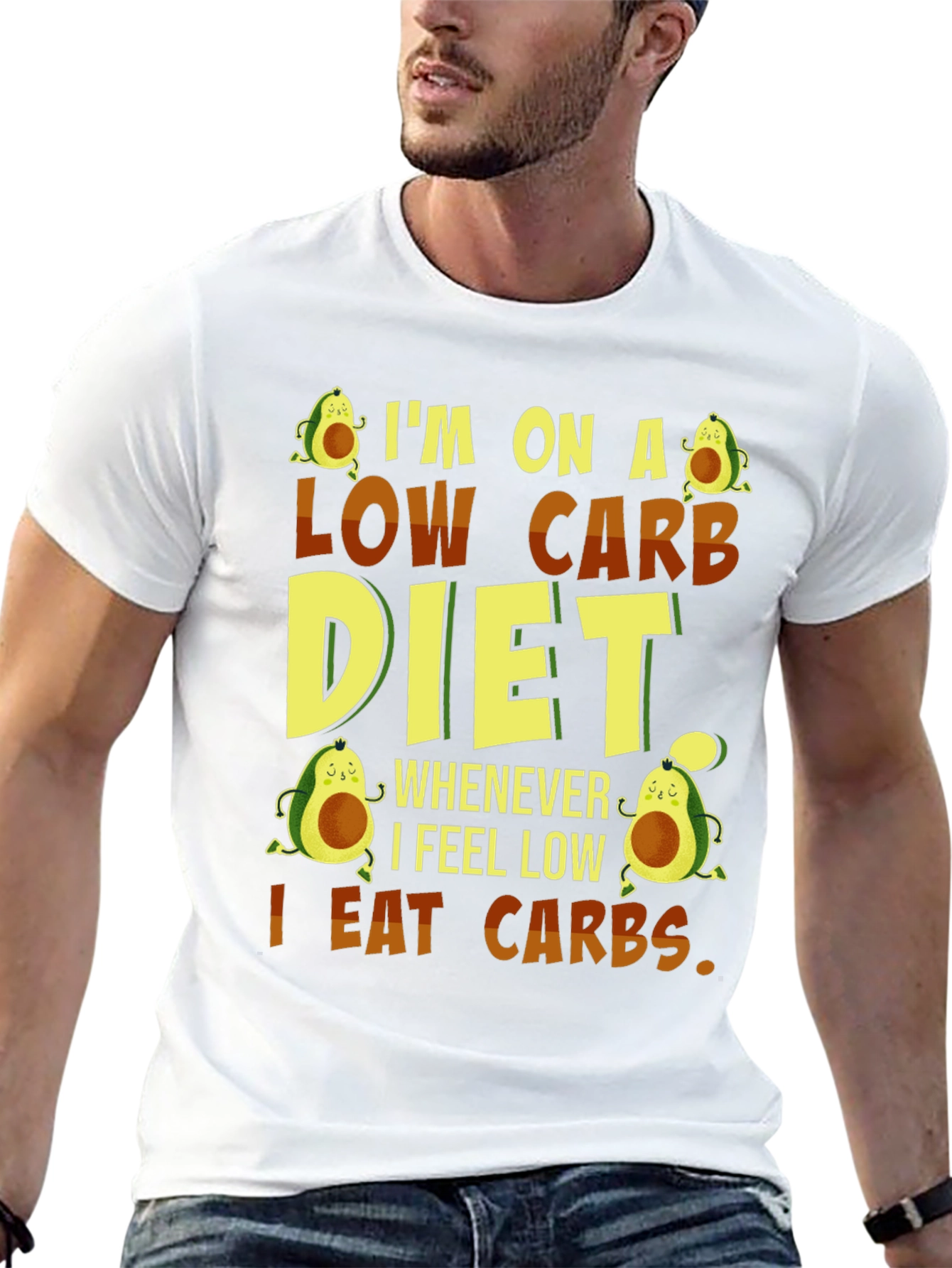Black Low Carb Diet Funny T-Shirt view 13