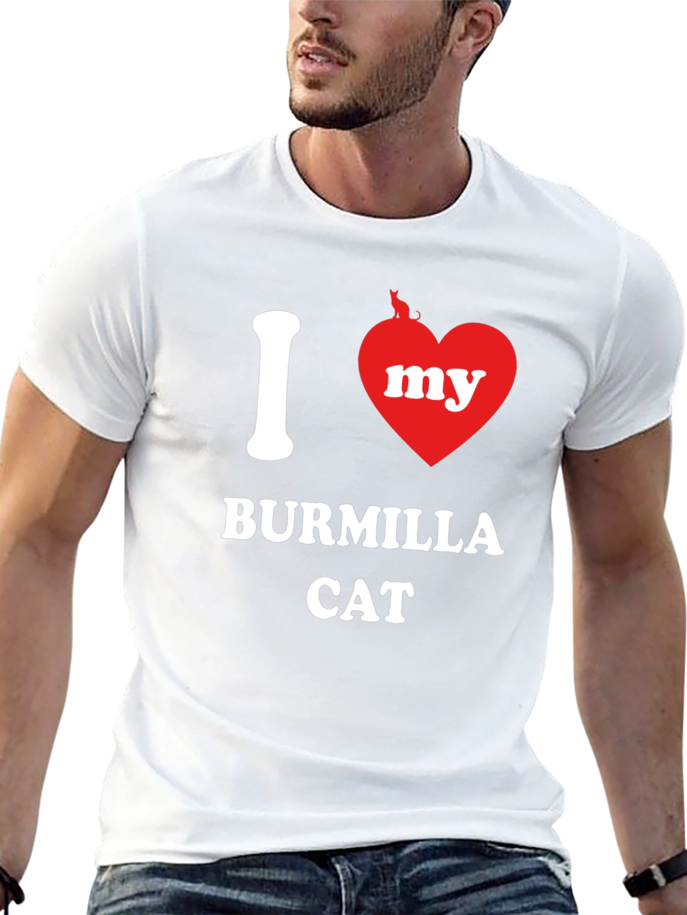 Black I Heart My Burmilla Cat Graphic T-Shirt view 13