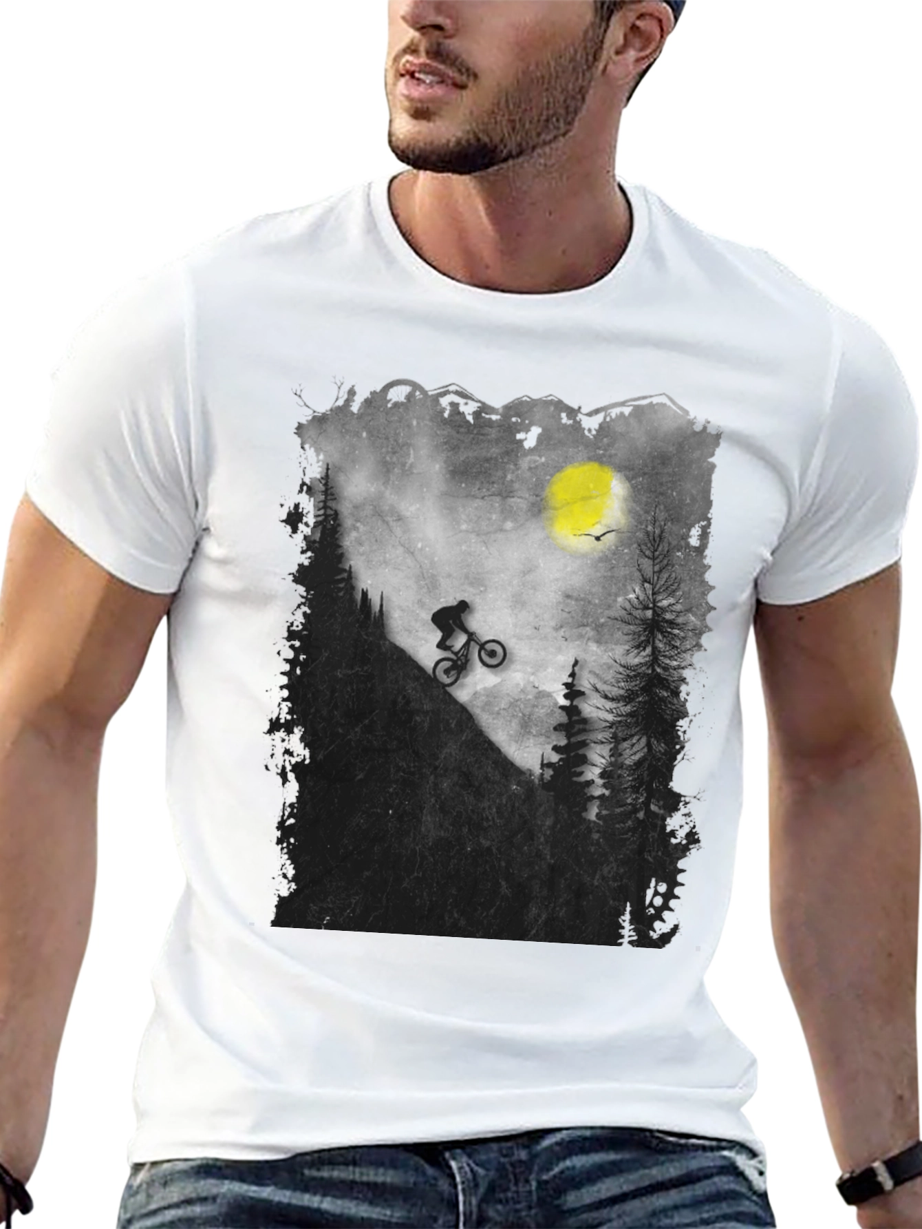 Black Mountain Biker Silhouette Graphic Tee view 13