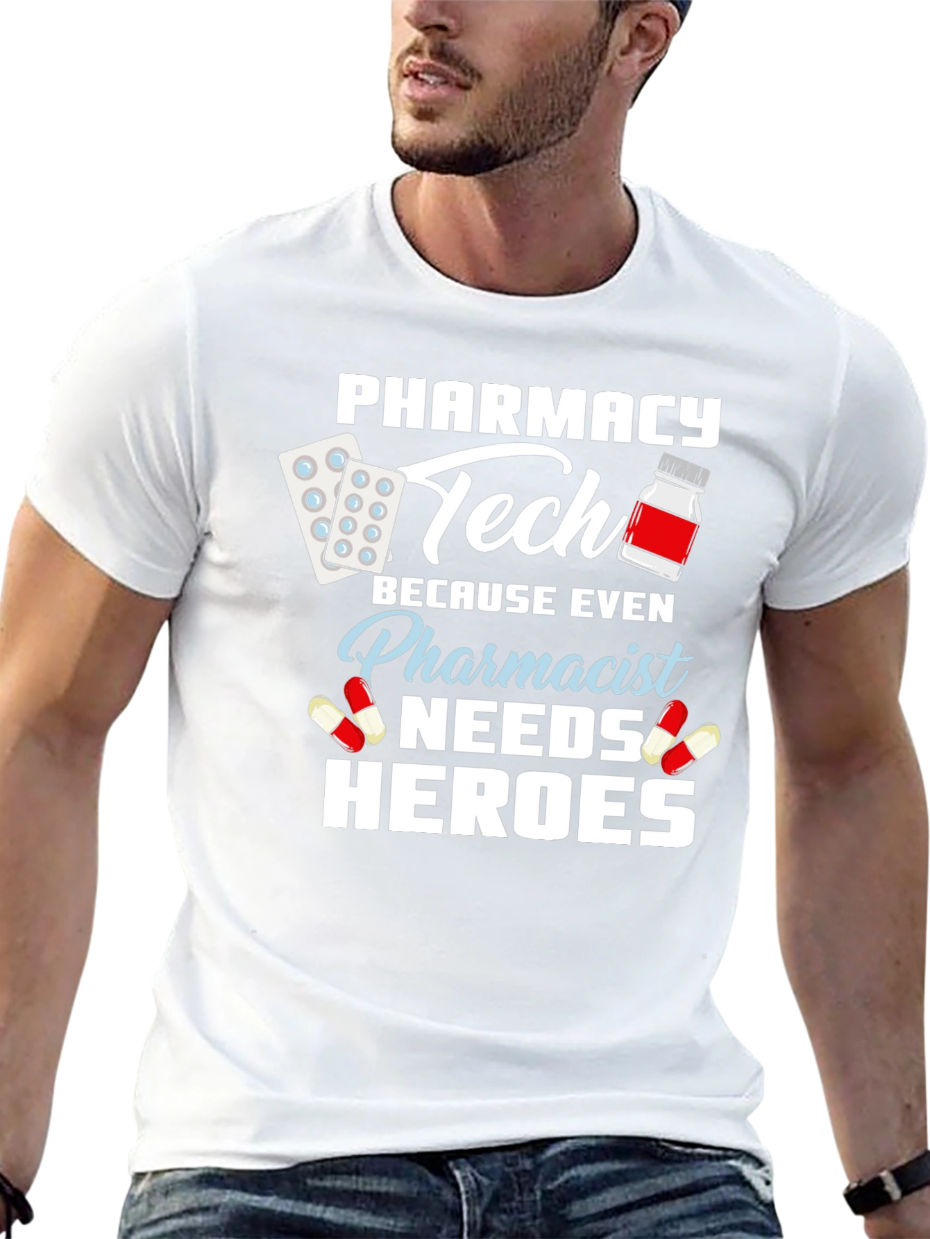 Black Pharmacy Tech Hero T-Shirt - Pharmacist Appreciation Gift view 13
