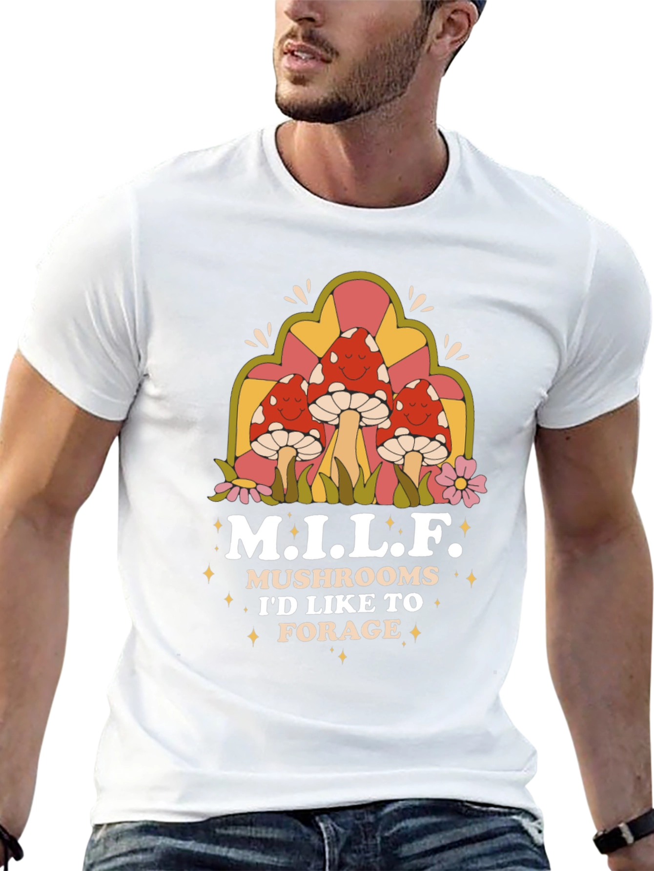 Black M.I.L.F Mushrooms Black T-Shirt view 13