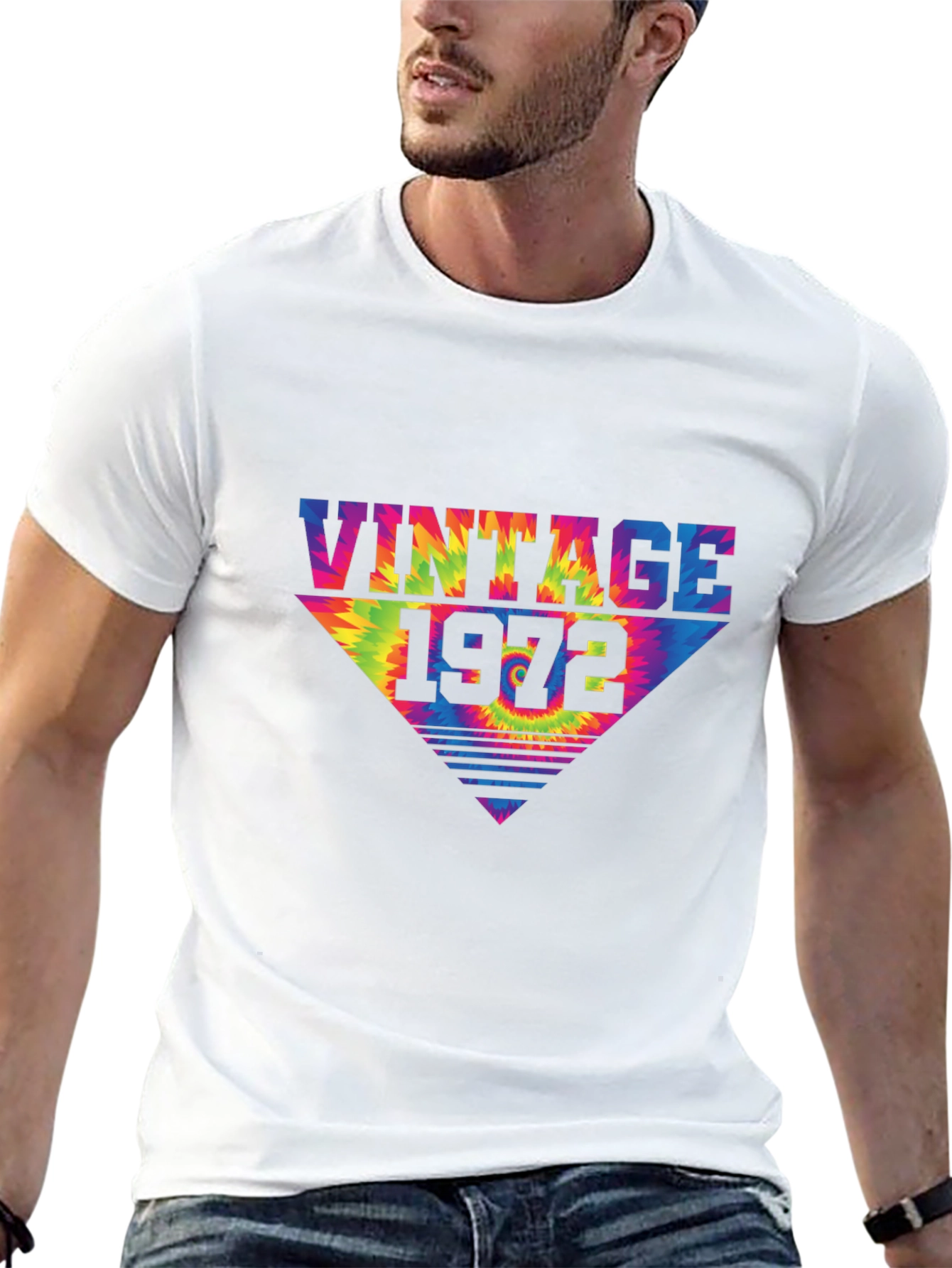 Black Vintage 1972 Tie Dye T-Shirt Retro Birthday Tee view 13