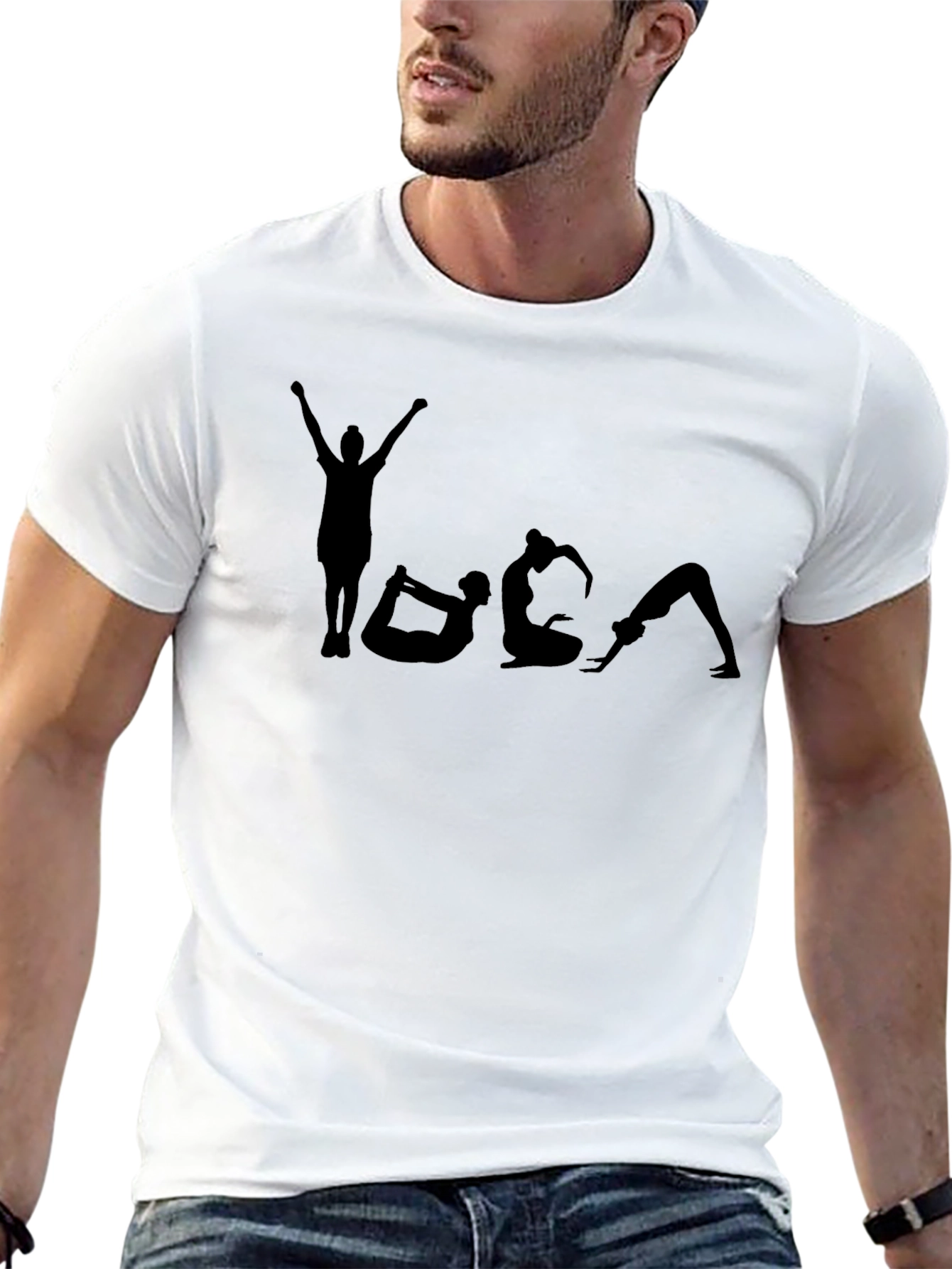Black Yoga Poses Black Graphic Tee Shirt view 13