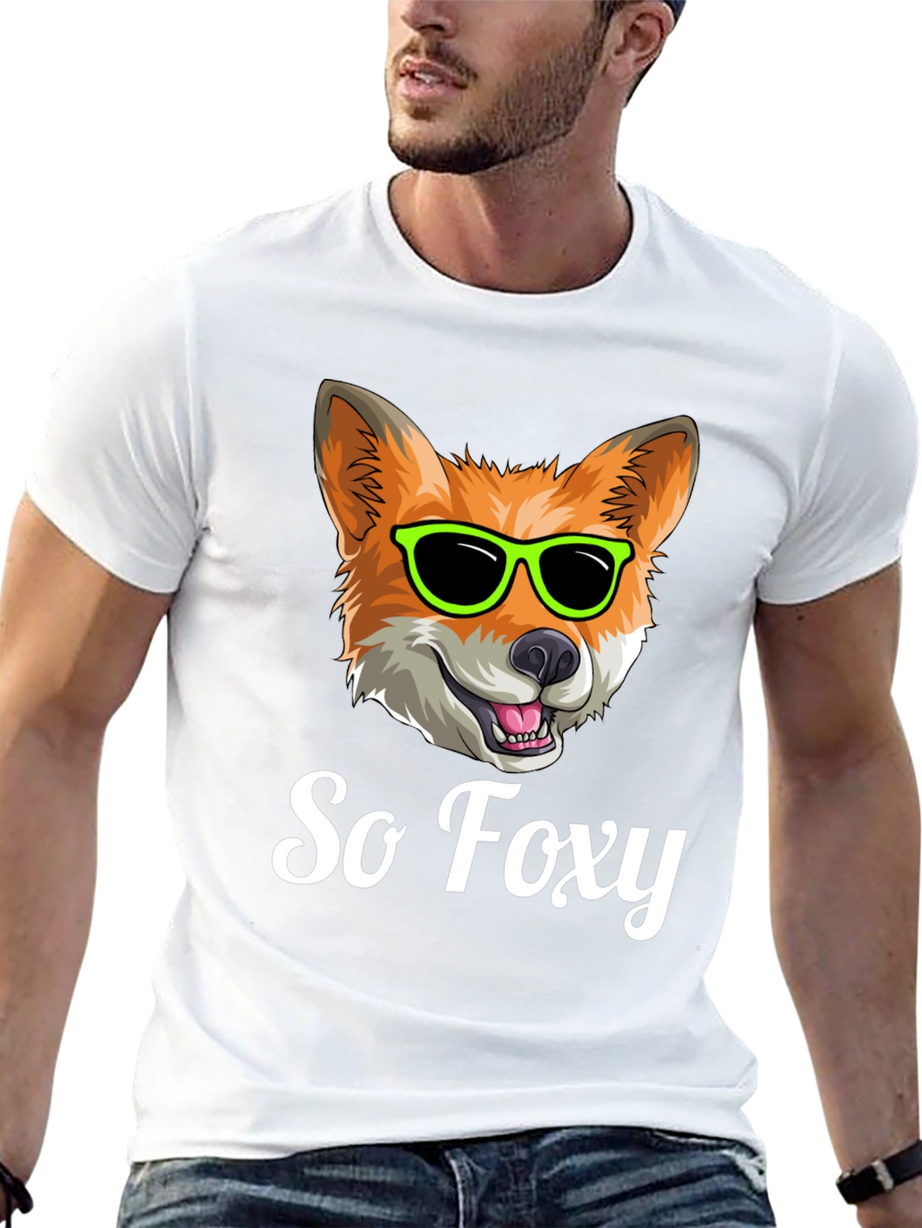 Black So Foxy T-Shirt - Cool Fox with Sunglasses view 13
