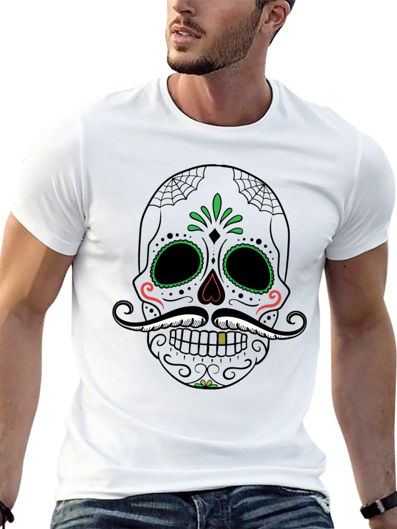 Black Sugar Skull Graphic Print T-Shirt view 13