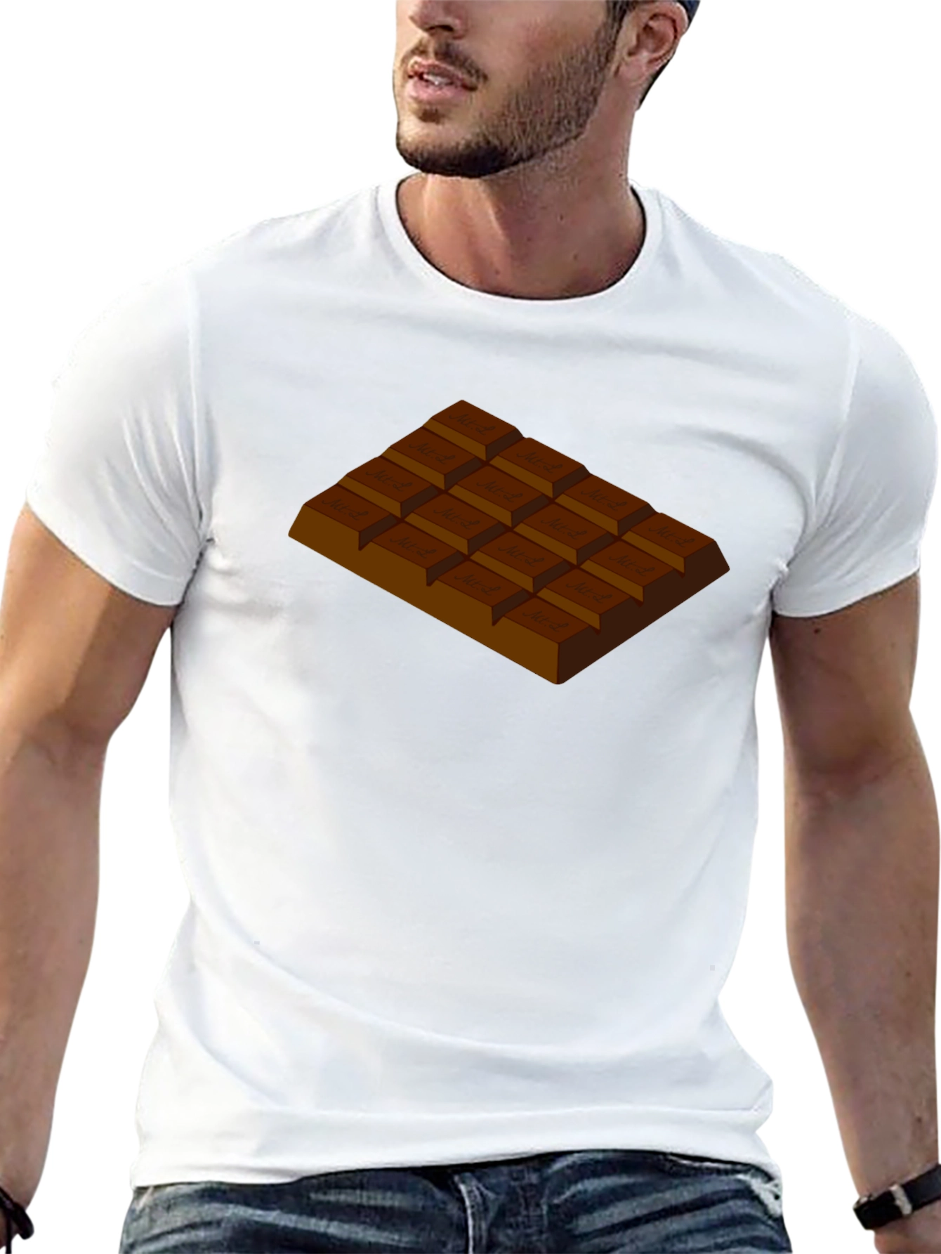 Black Chocolate Bar Graphic T-Shirt - Black Crew Neck Tee view 13