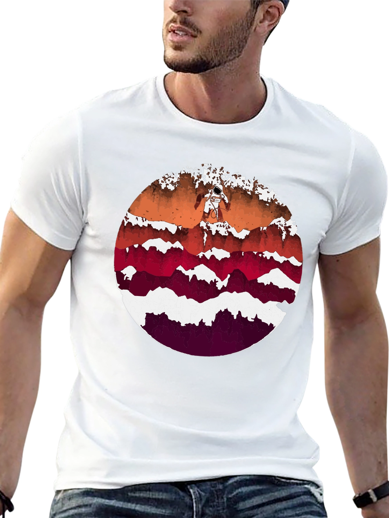 Astronaut Mountainscape Graphic Tee - Black - 13