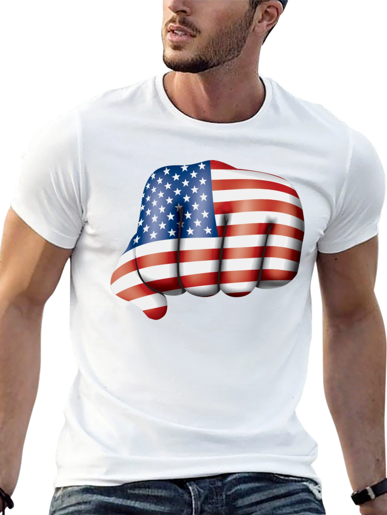Black Patriotic Fist Bump Graphic T-Shirt view 13