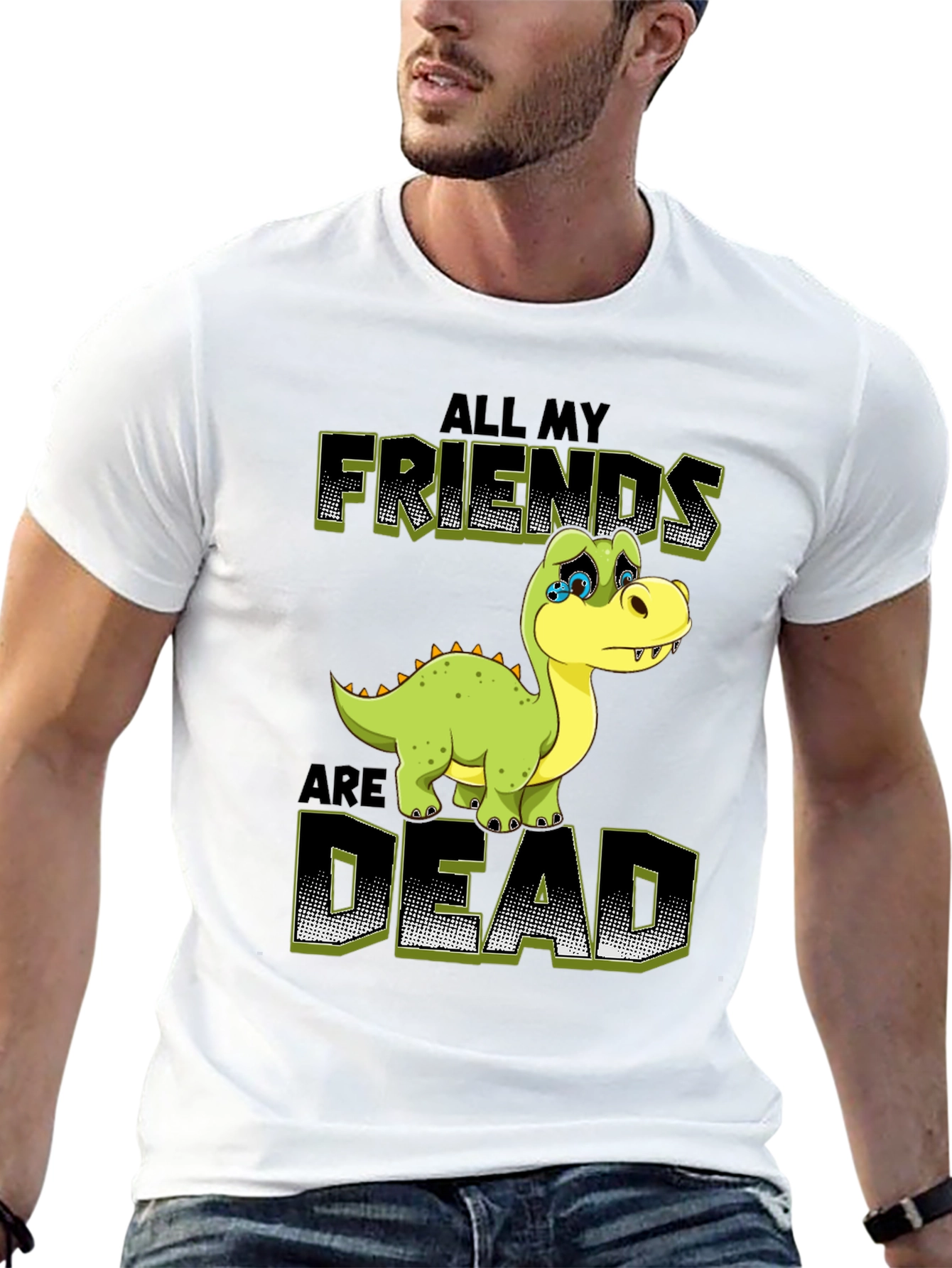 Black Sad Dinosaur Graphic Tee - All My Friends Are Dead T-Shirt view 13