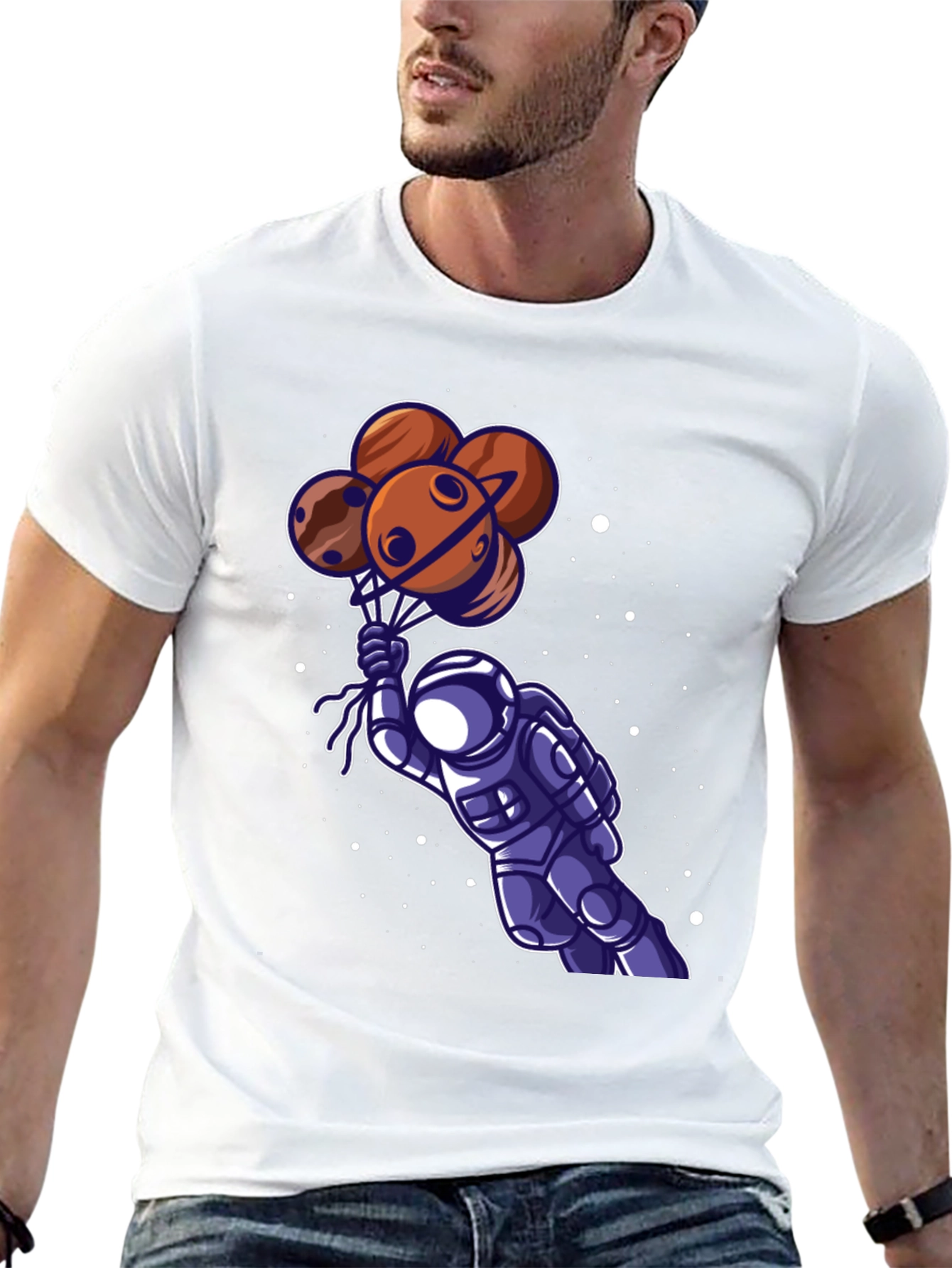 Black Astronaut Planet Balloon Graphic Tee view 13