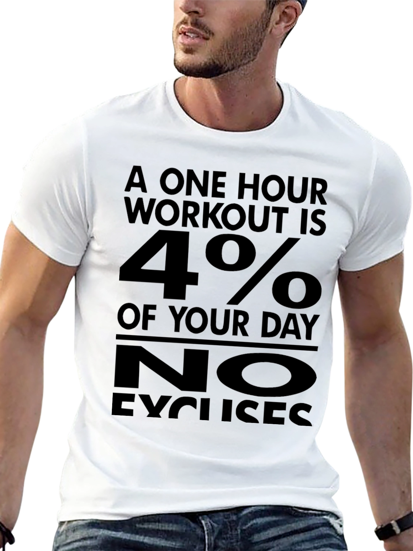 Black Workout Motivation Tee: No Excuses Gym Shirt view 13