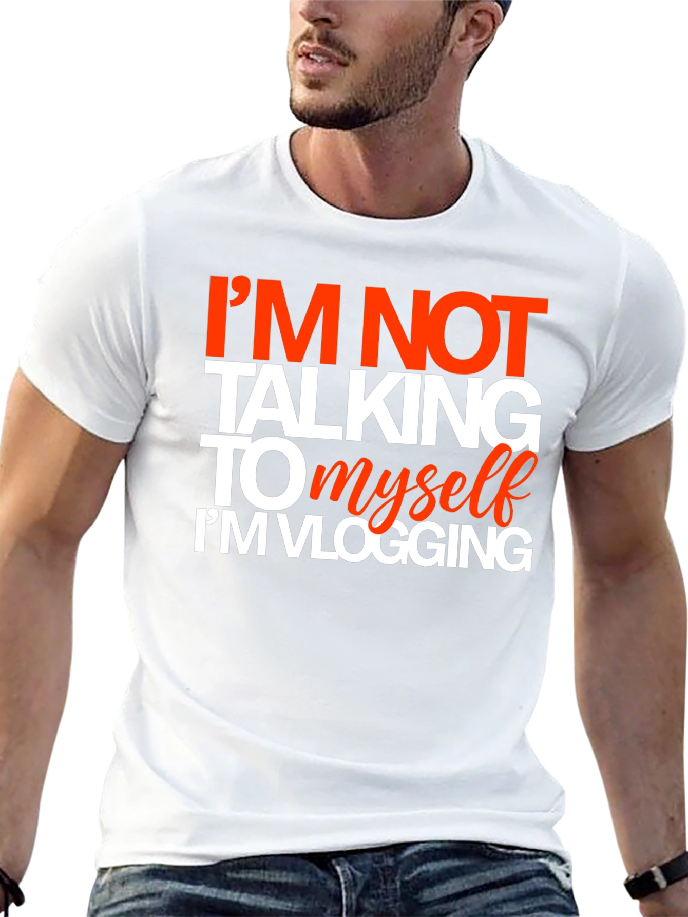 Black Funny Vlogging T-Shirt - I'm Not Talking To Myself view 13