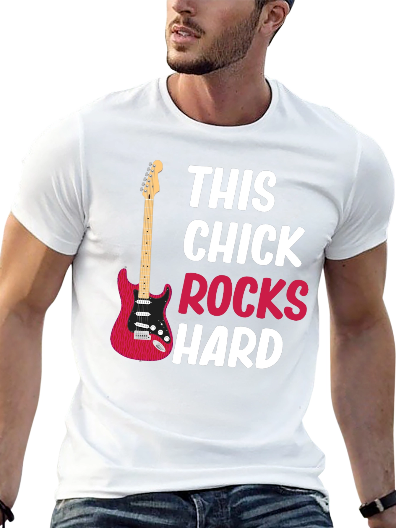 Black This Chick Rocks Hard Graphic T-Shirt view 13