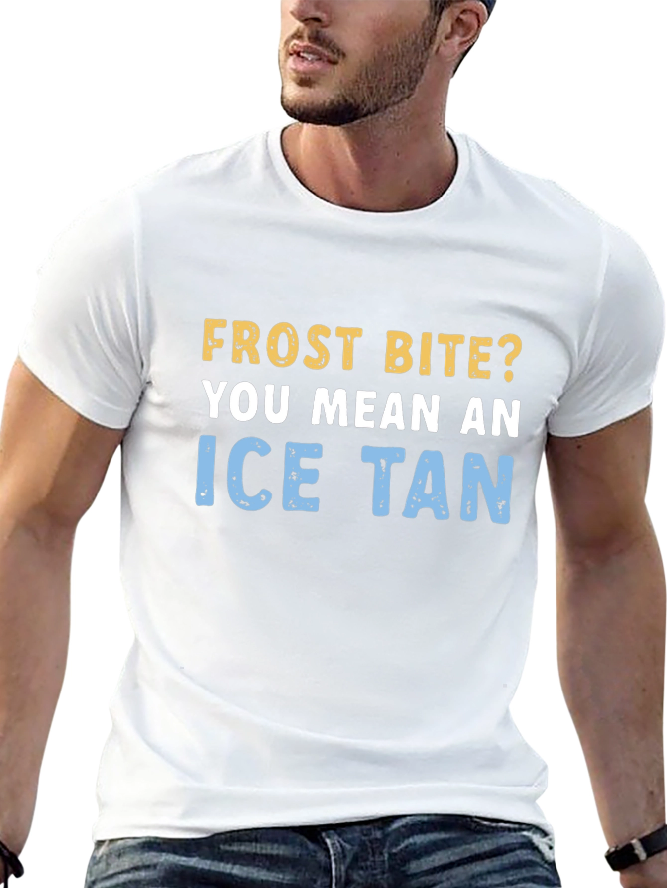 Black Ice Tan Frostbite T-Shirt - Unique Winter Humor Tee view 13