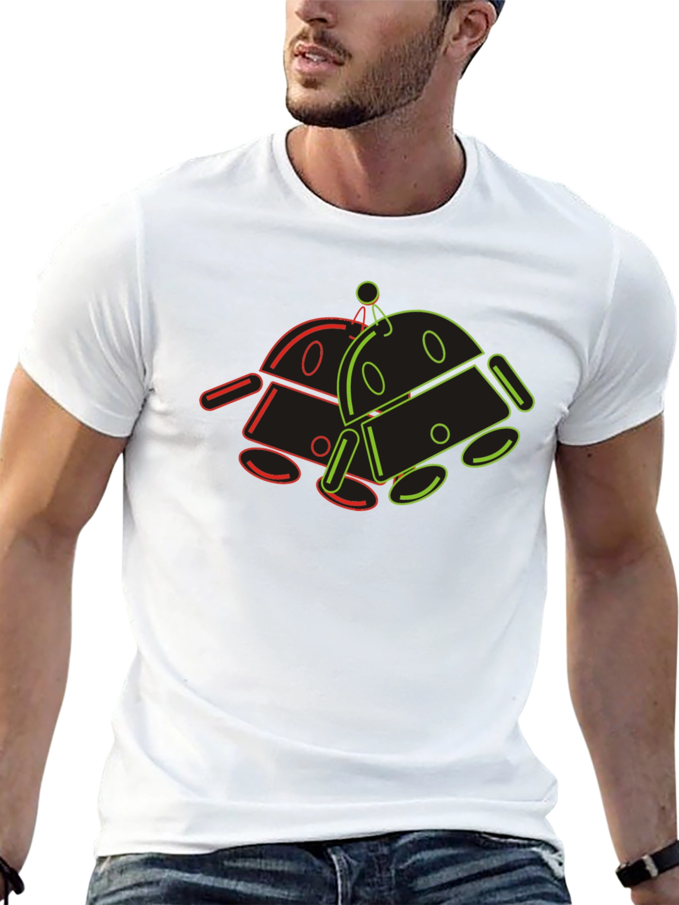 Black Retro Robot Graphic Tee - Cool Geek Style view 13